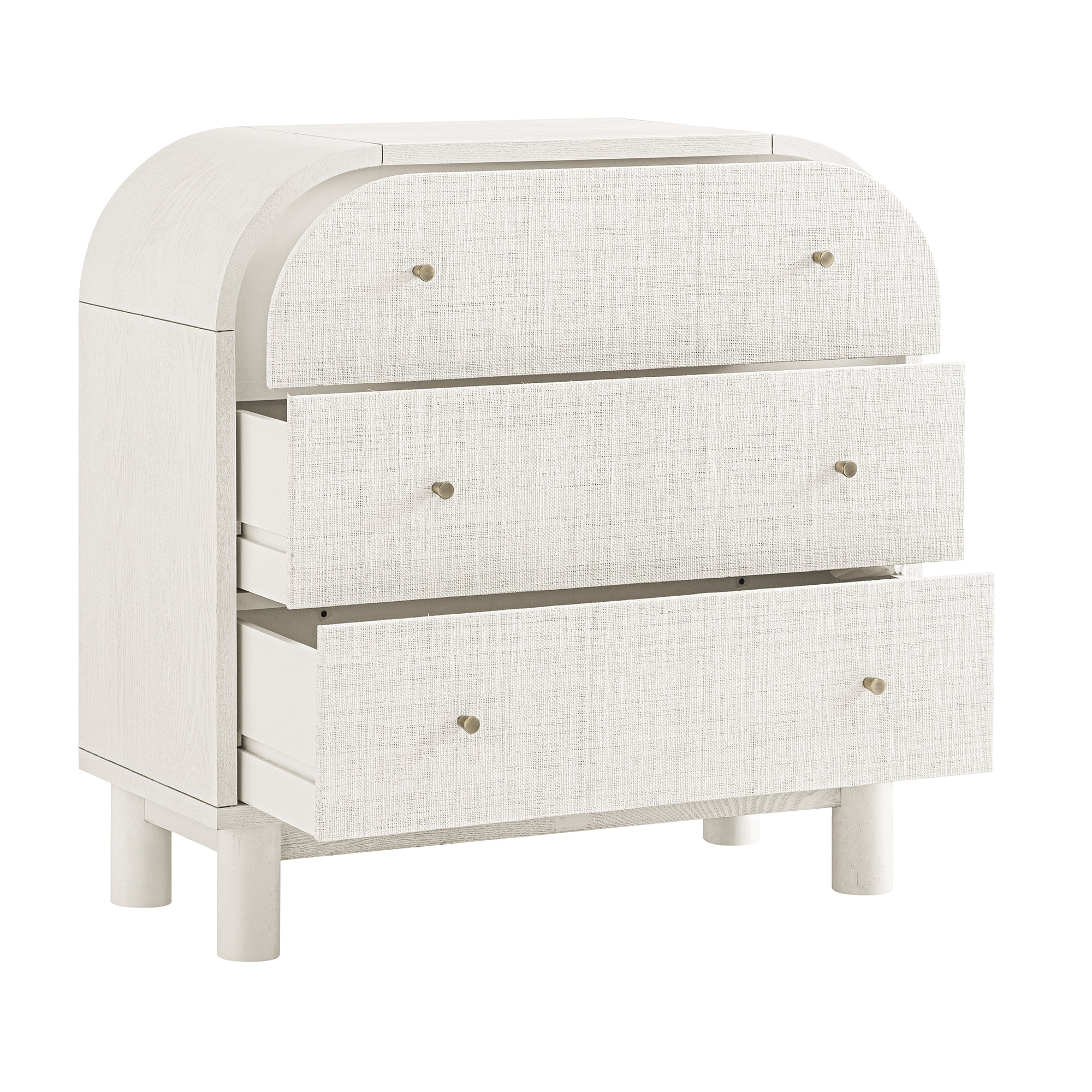 Maude Chest of 3 Drawers, Washed White Ash with Raffia - Image 8