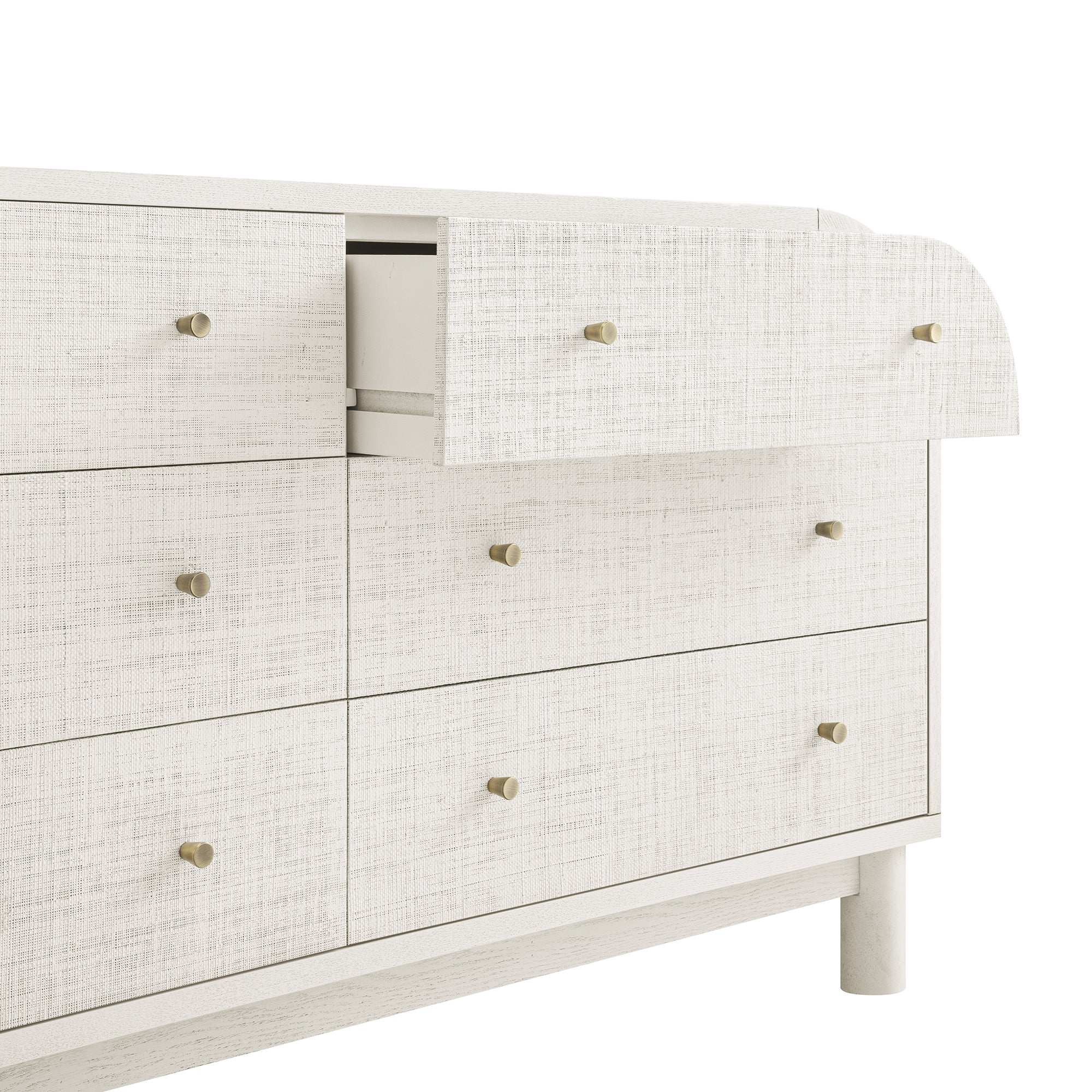 Maude Chest of 6 Drawers, Washed White Ash with Raffia - Image 13