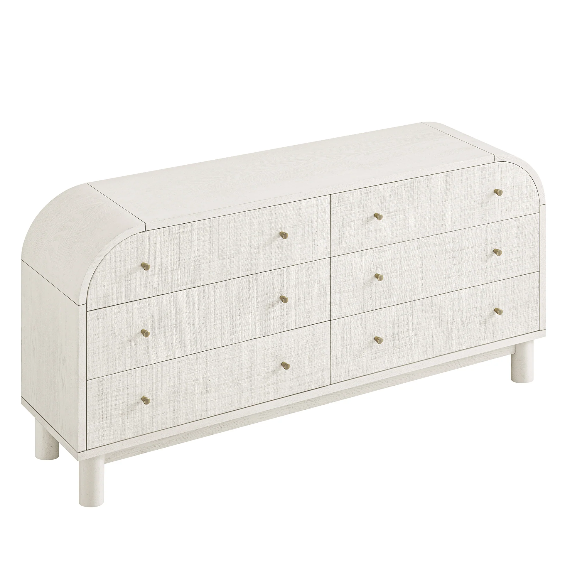 Maude Chest of 6 Drawers, Washed White Ash with Raffia - Image 9