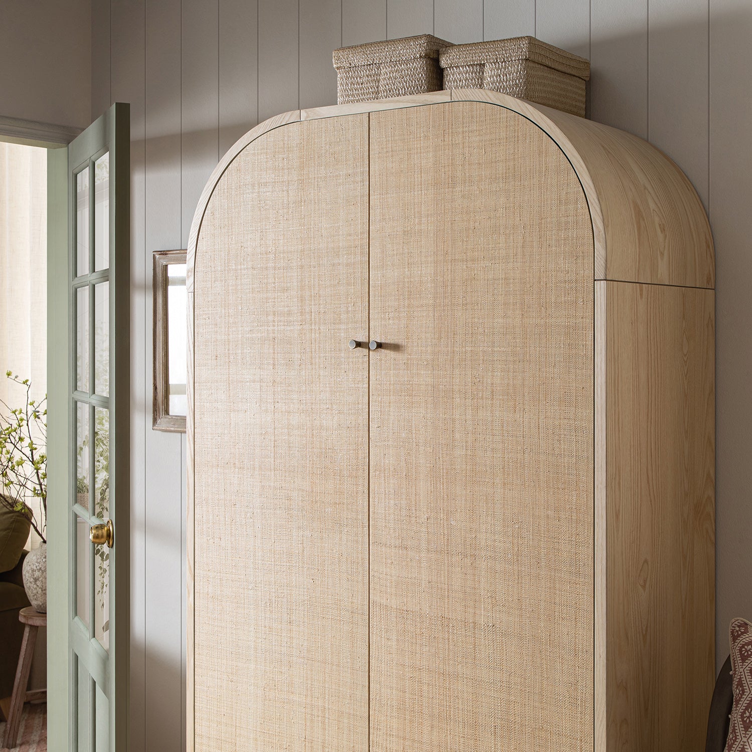 Maude Double Wardrobe, Natural Ash with Raffia - Image 4