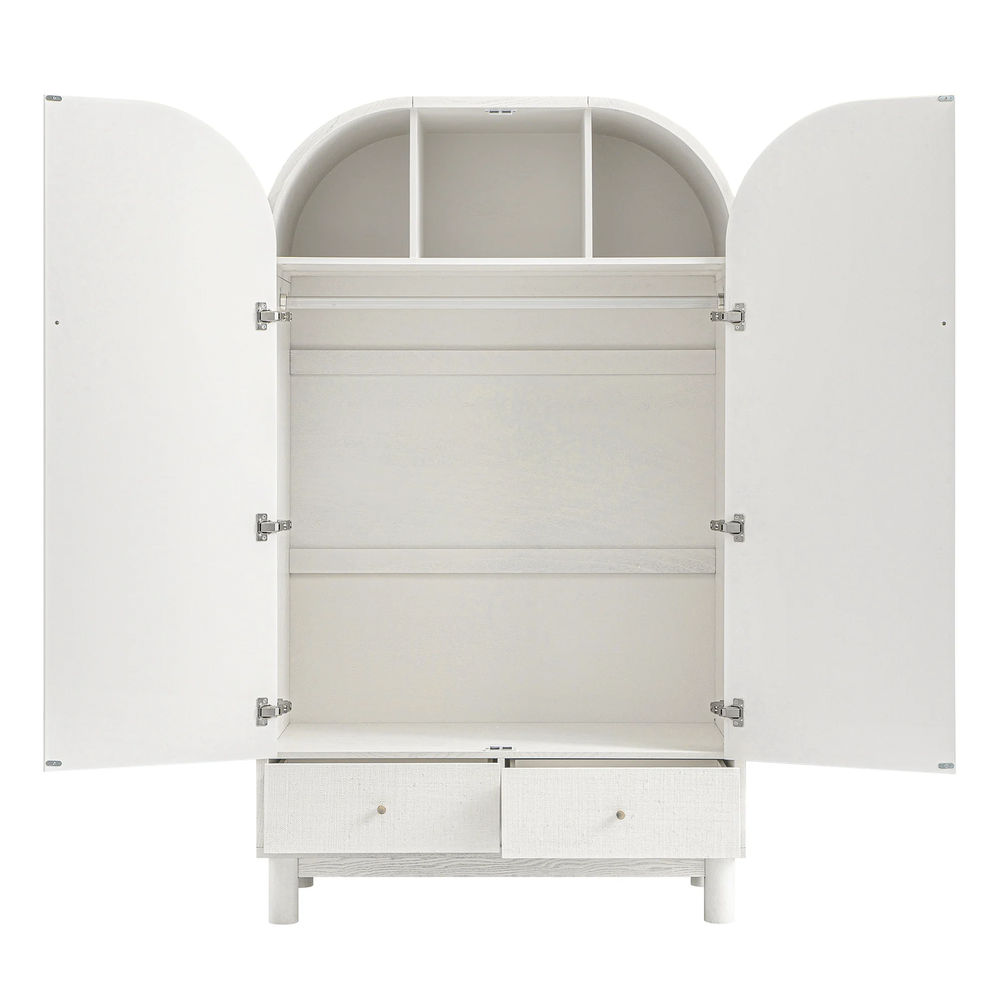 Maude Double Wardrobe, Washed White Ash with Raffia - Image 13
