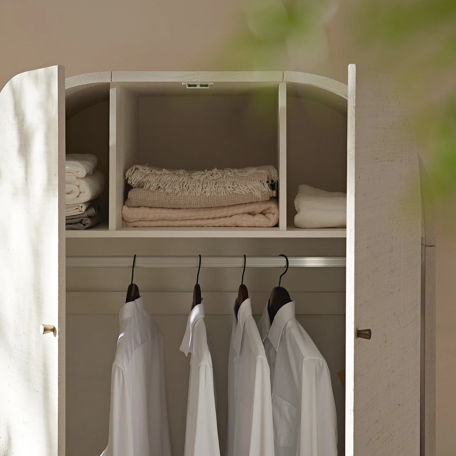 Maude Double Wardrobe, Washed White Ash with Raffia - Image 6