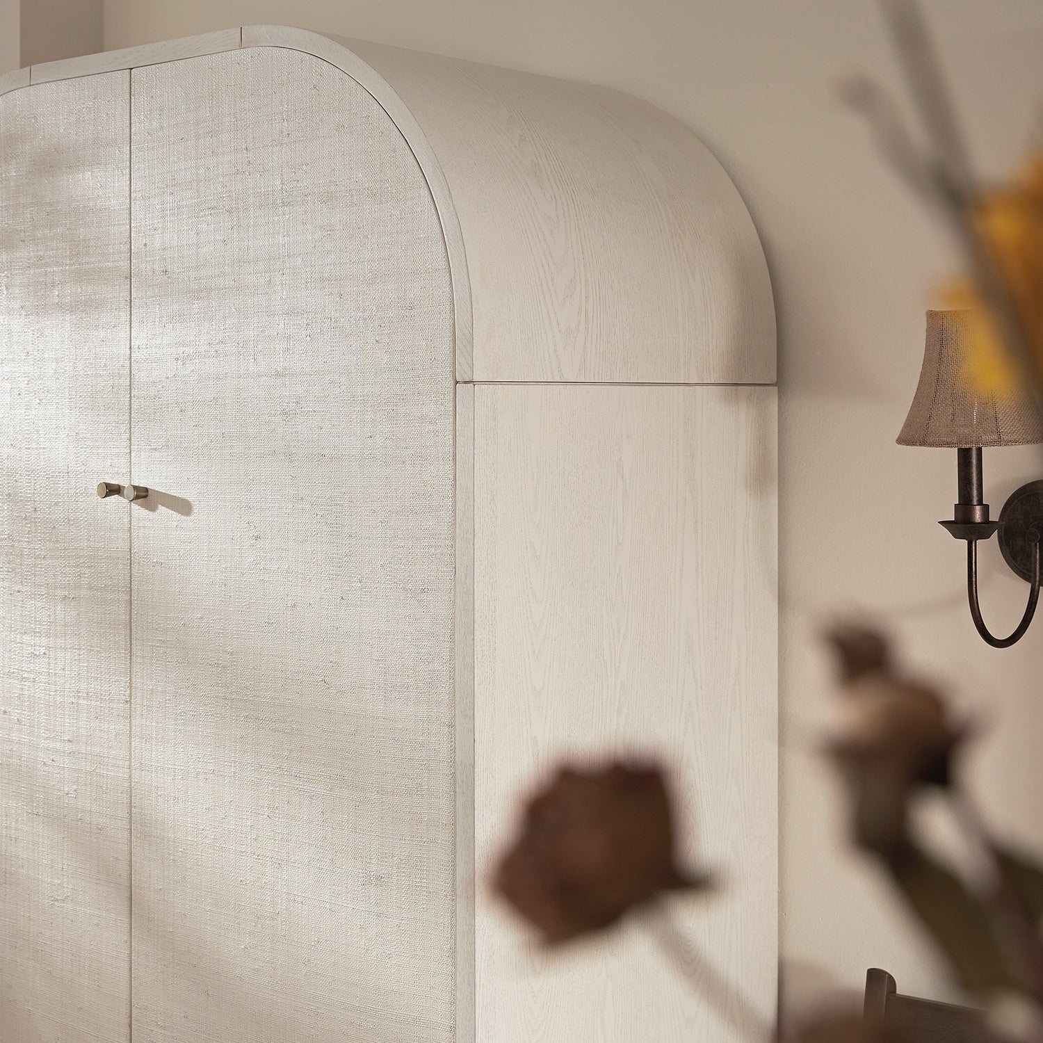 Maude Double Wardrobe, Washed White Ash with Raffia - Image 7