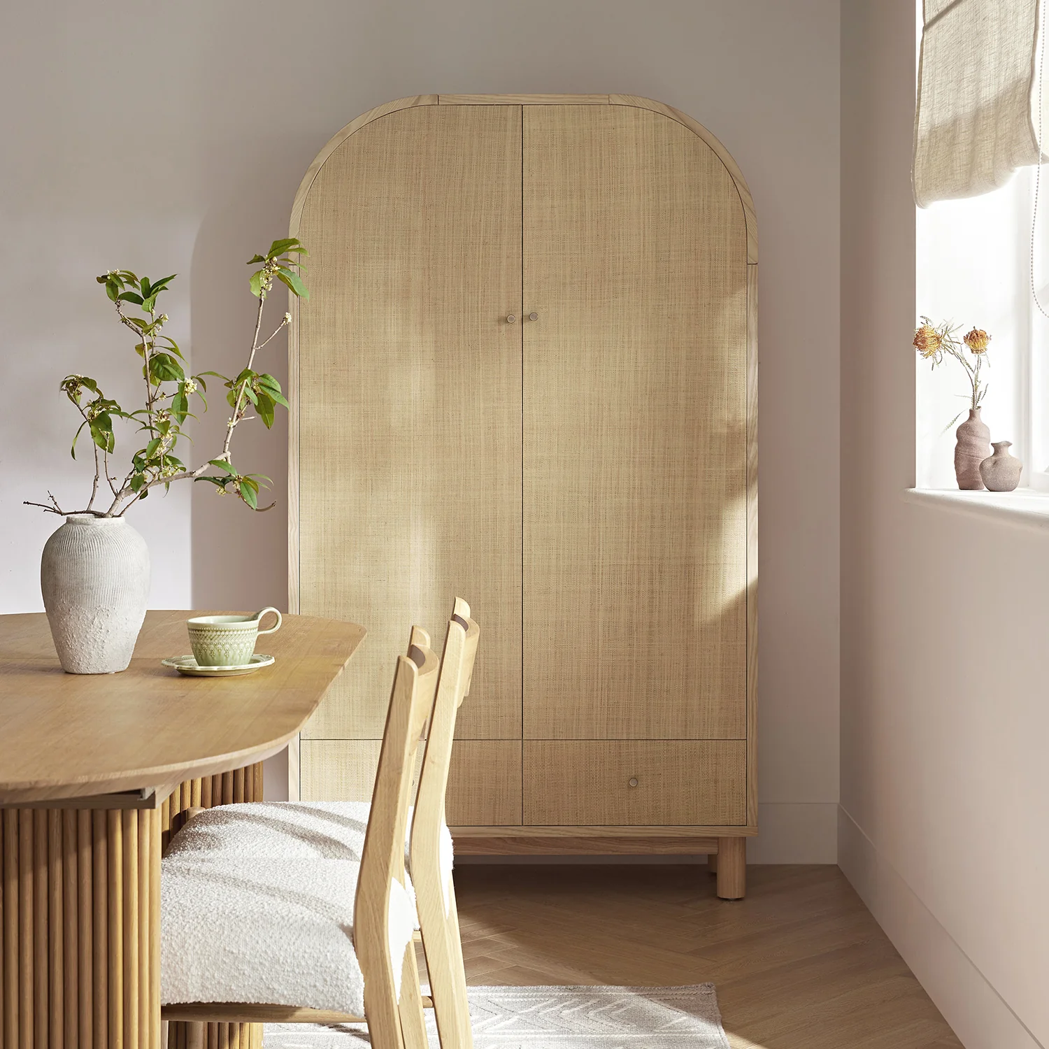 Maude Large Storage Cabinet, Natural Ash with Raffia - Image 2