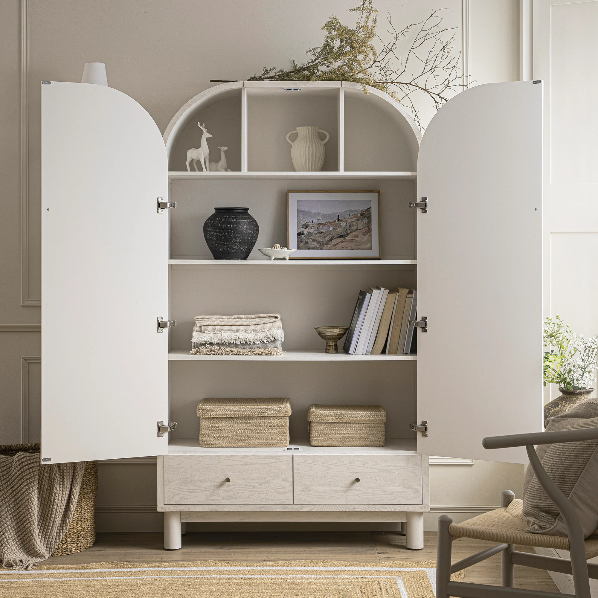 Maude Large Storage Cabinet, Washed White Ash - Image 3