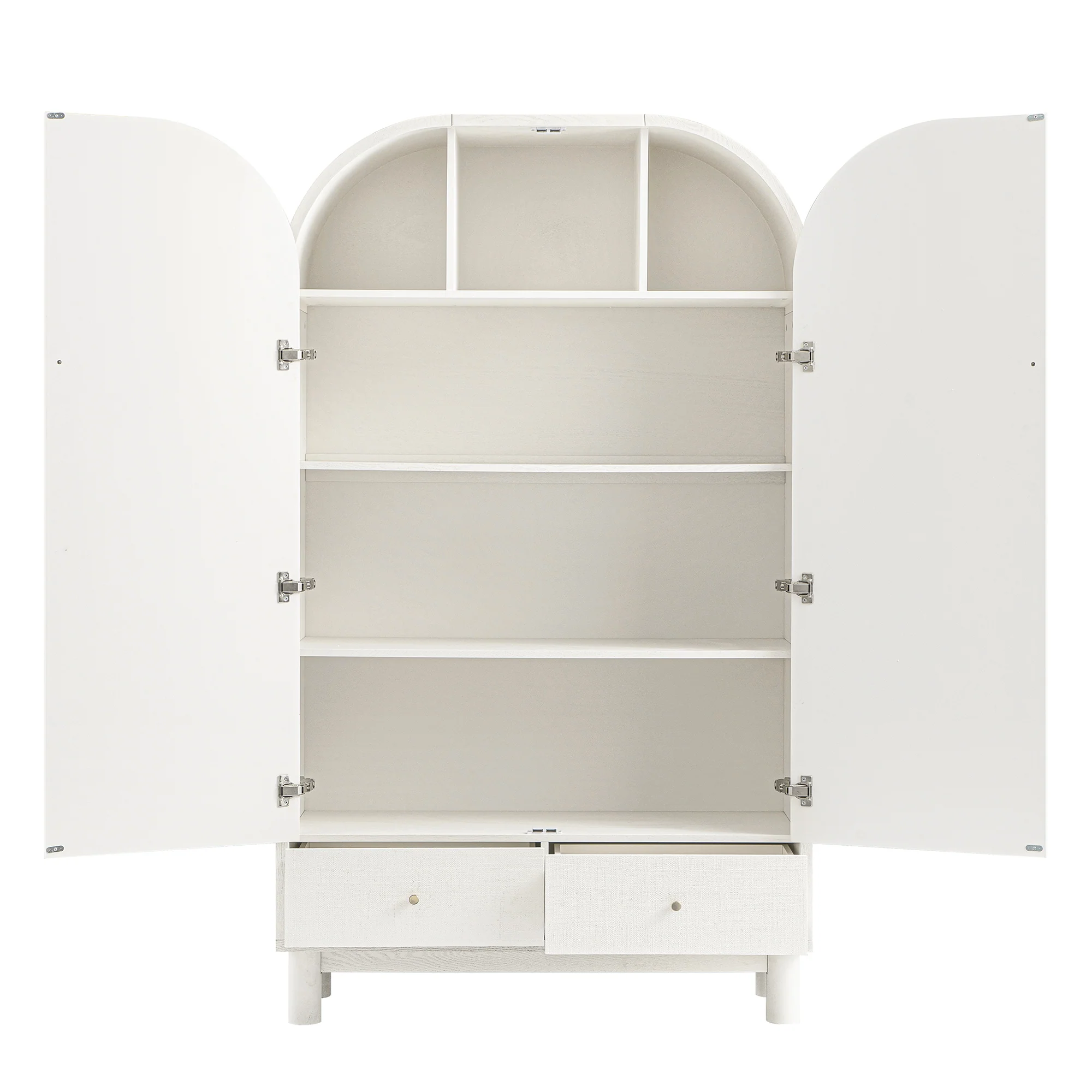 Maude Large Storage Cabinet, Washed White Ash with Raffia - Image 10