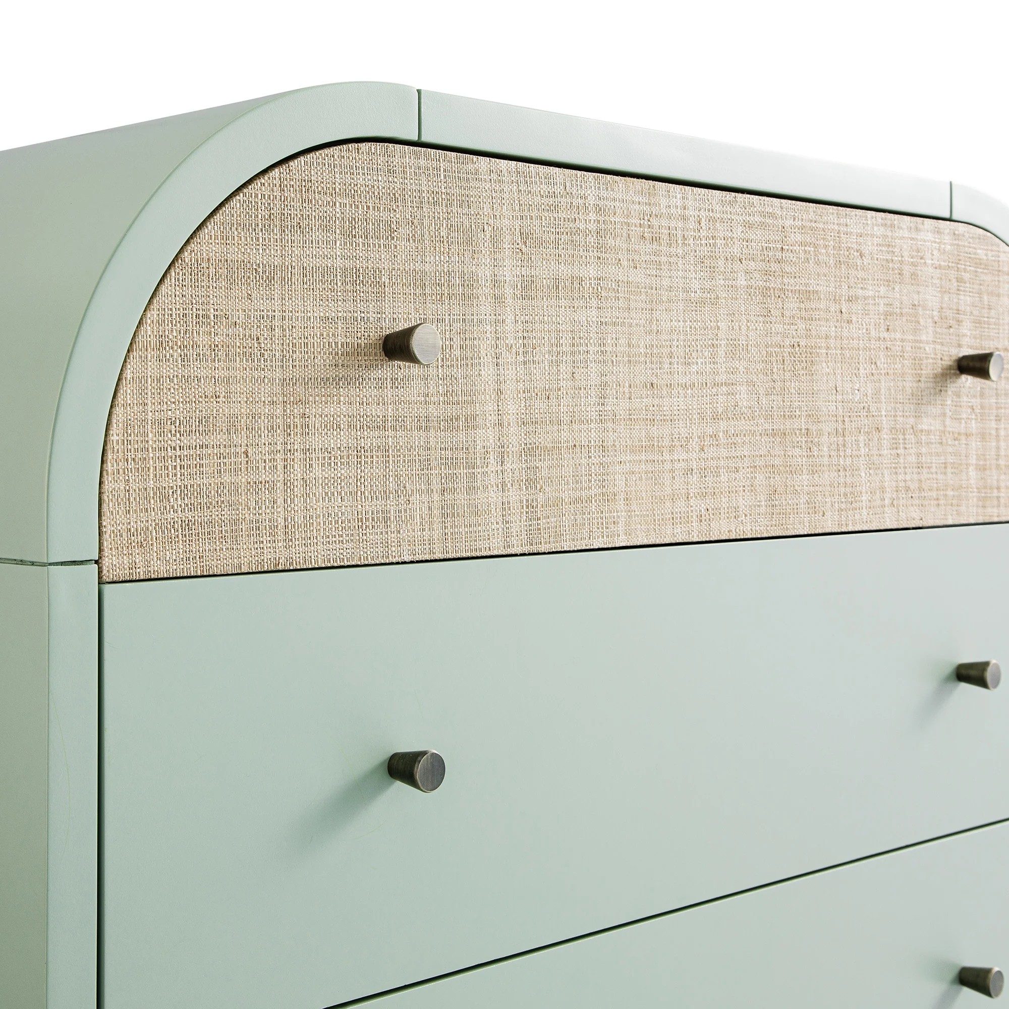 Maude Tall Chest, Muted Pistachio Ash with Raffia - Image 14