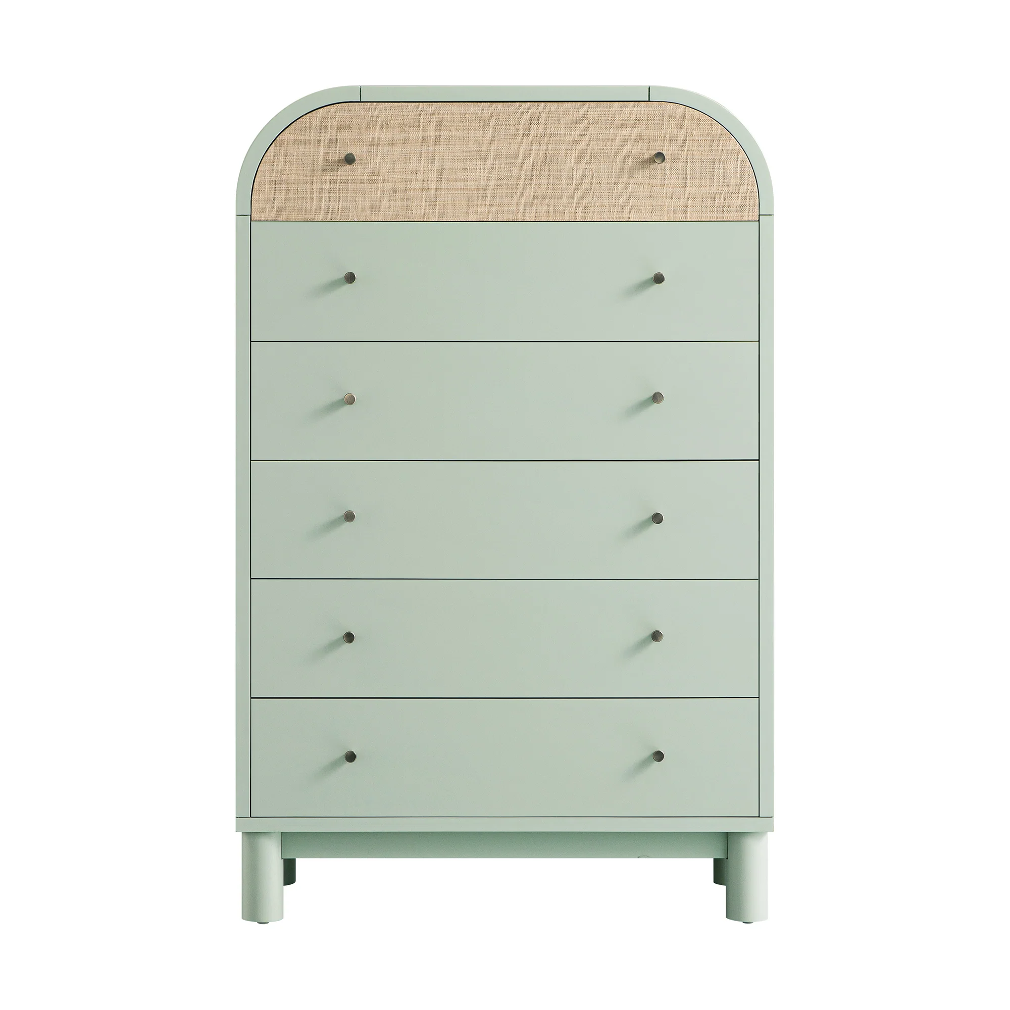 Maude Tall Chest, Muted Pistachio Ash with Raffia - Image 7