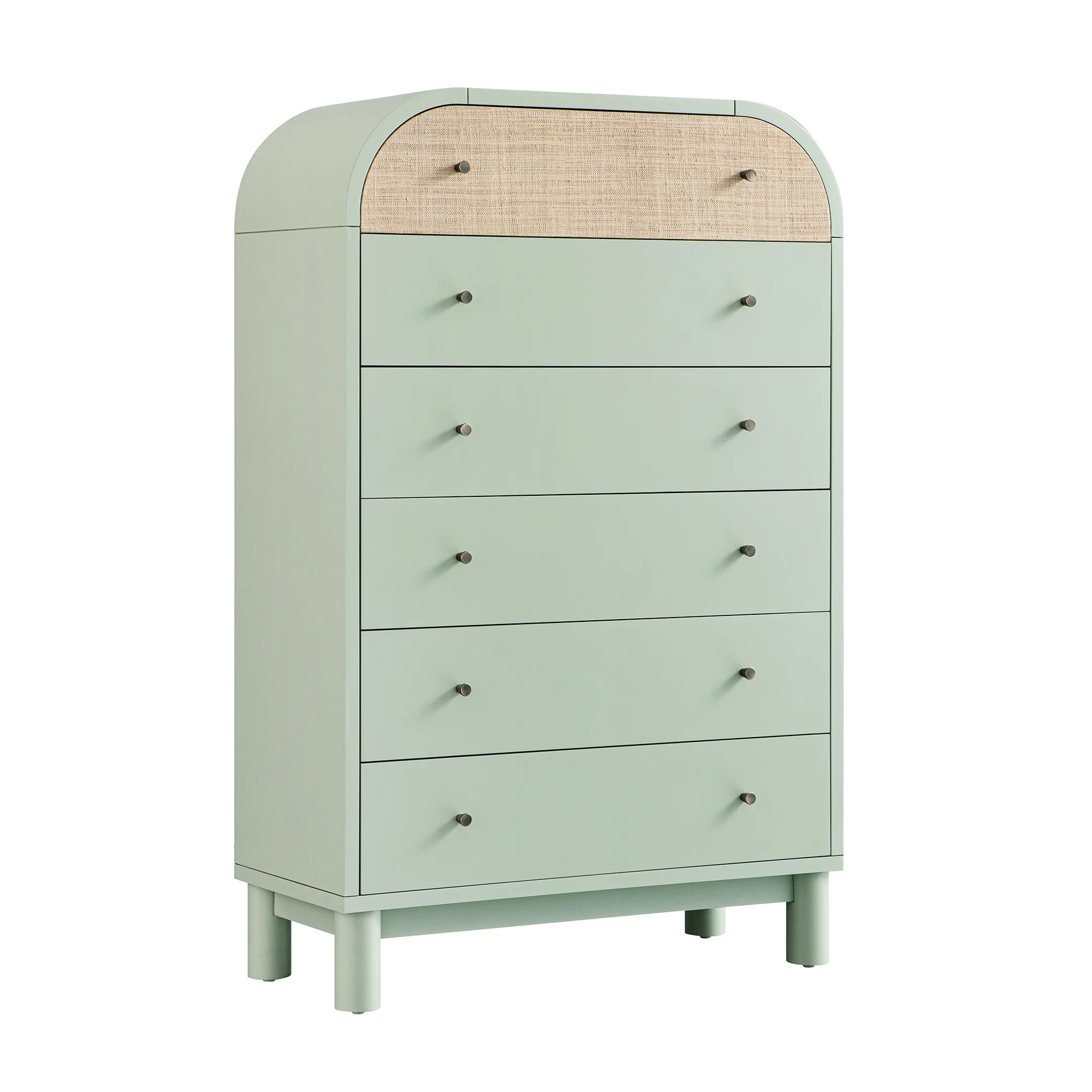 Maude Tall Chest, Muted Pistachio Ash with Raffia - Image 8
