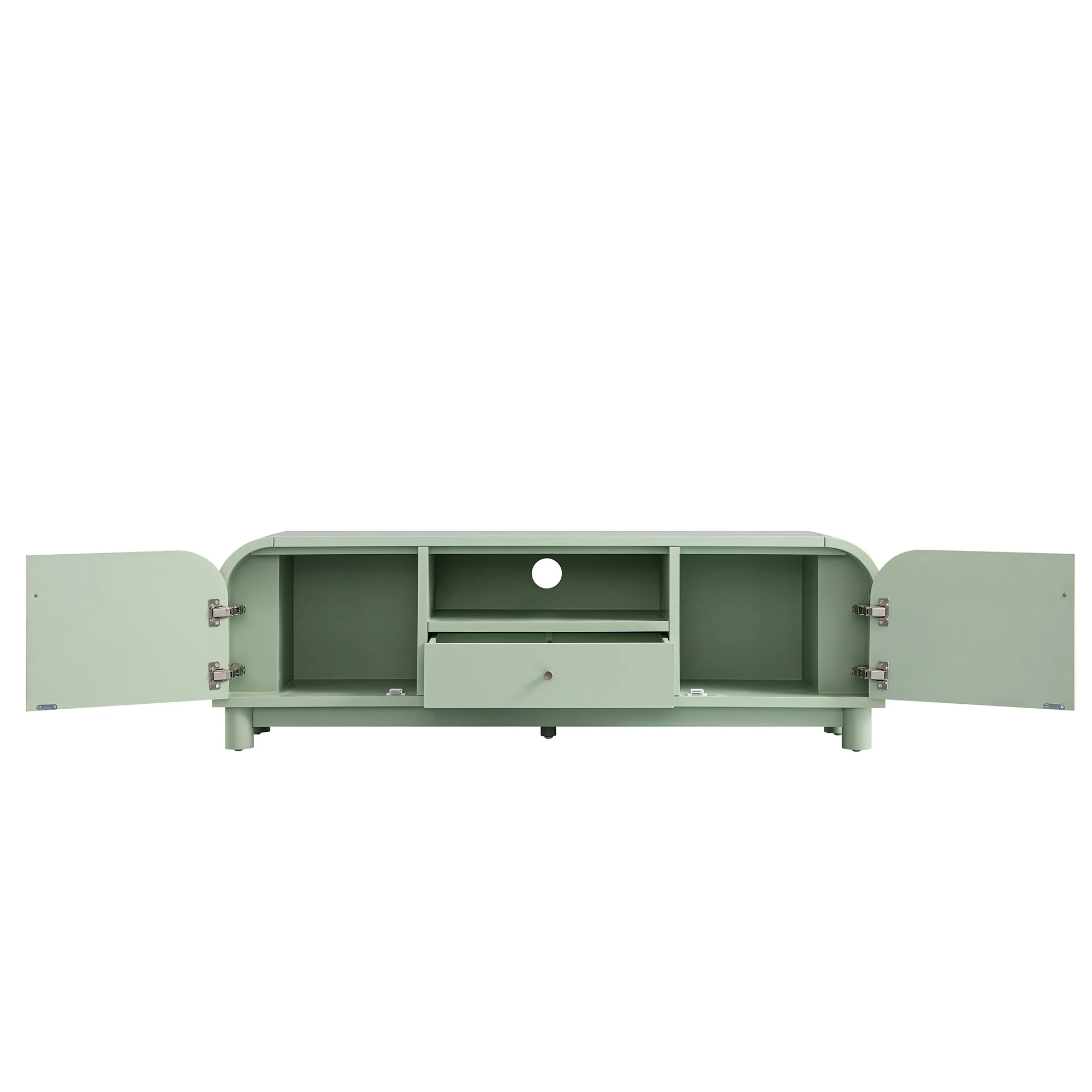 Maude TV Unit, Muted Pistachio Ash with Raffia - Image 5