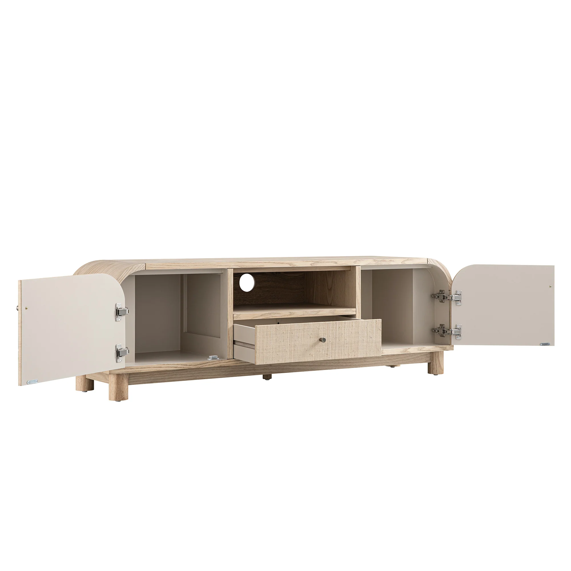 Maude TV Unit, Natural Ash with Raffia - Image 6