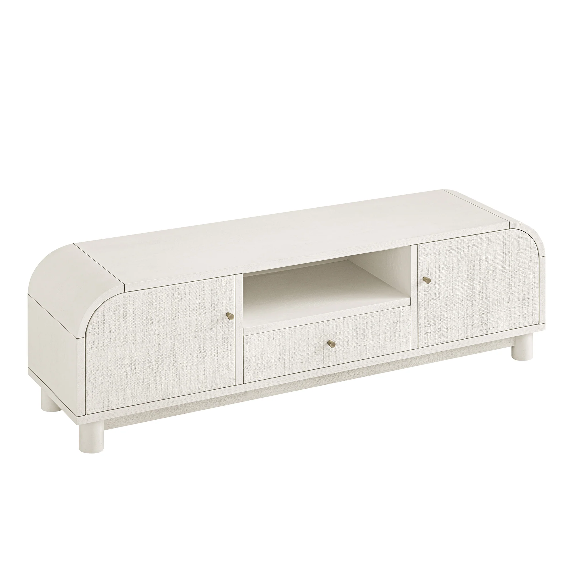 Maude TV Unit, Washed White Ash with Raffia - Image 10