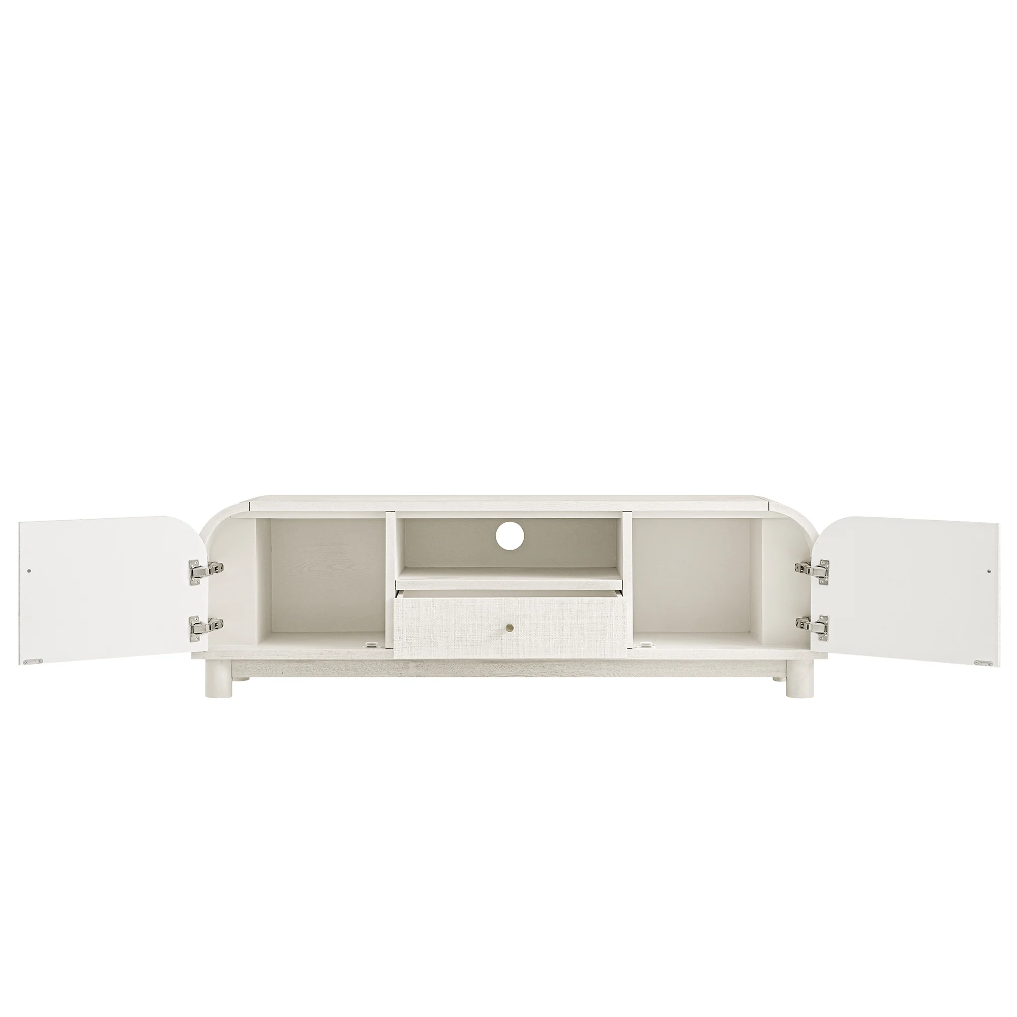 Maude TV Unit, Washed White Ash with Raffia - Image 11