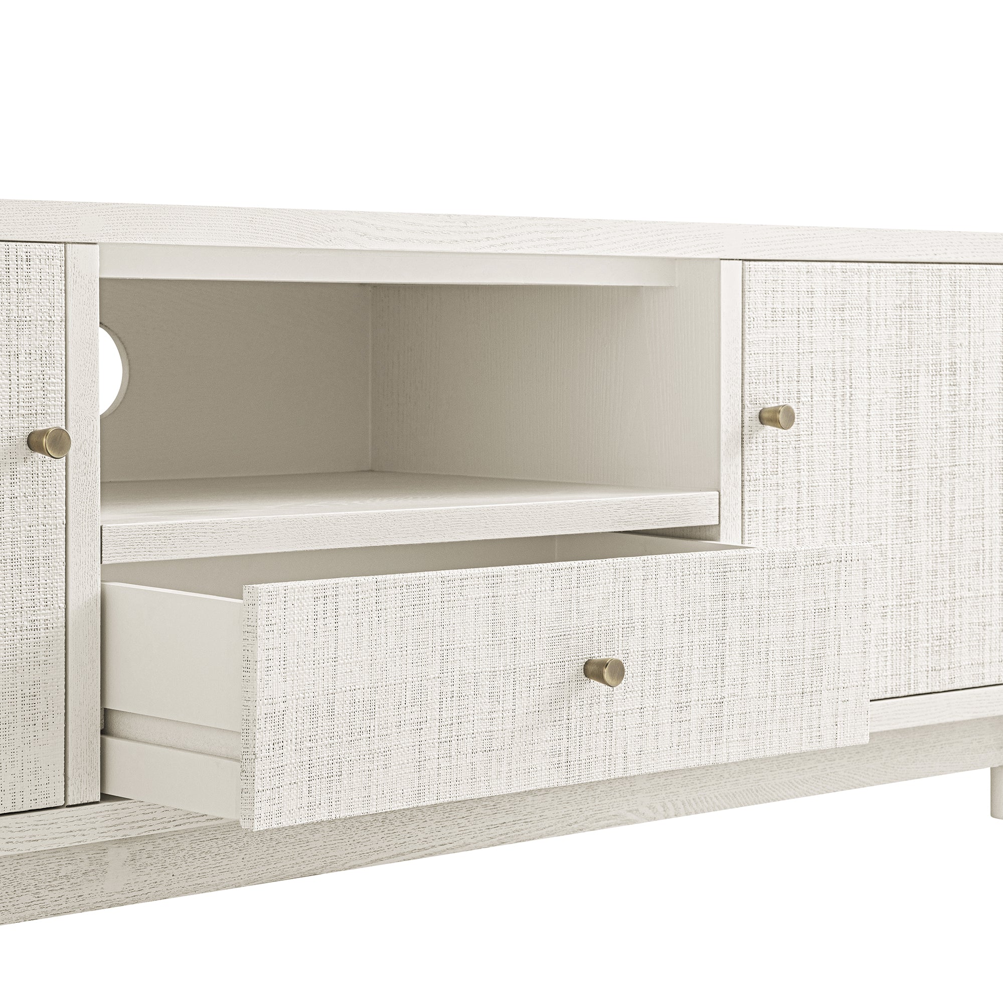 Maude TV Unit, Washed White Ash with Raffia - Image 16