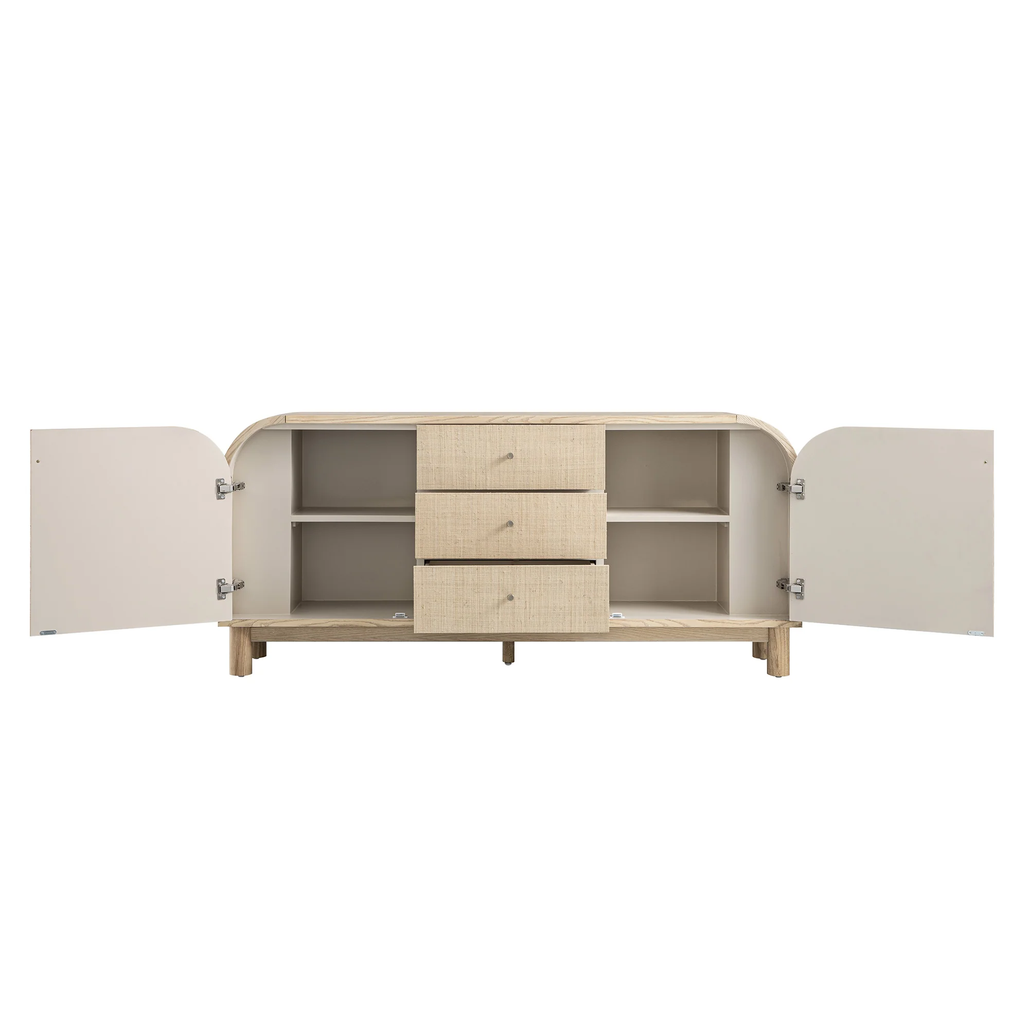Maude Wide 3-Drawer Sideboard, Natural Ash with Raffia - Image 10