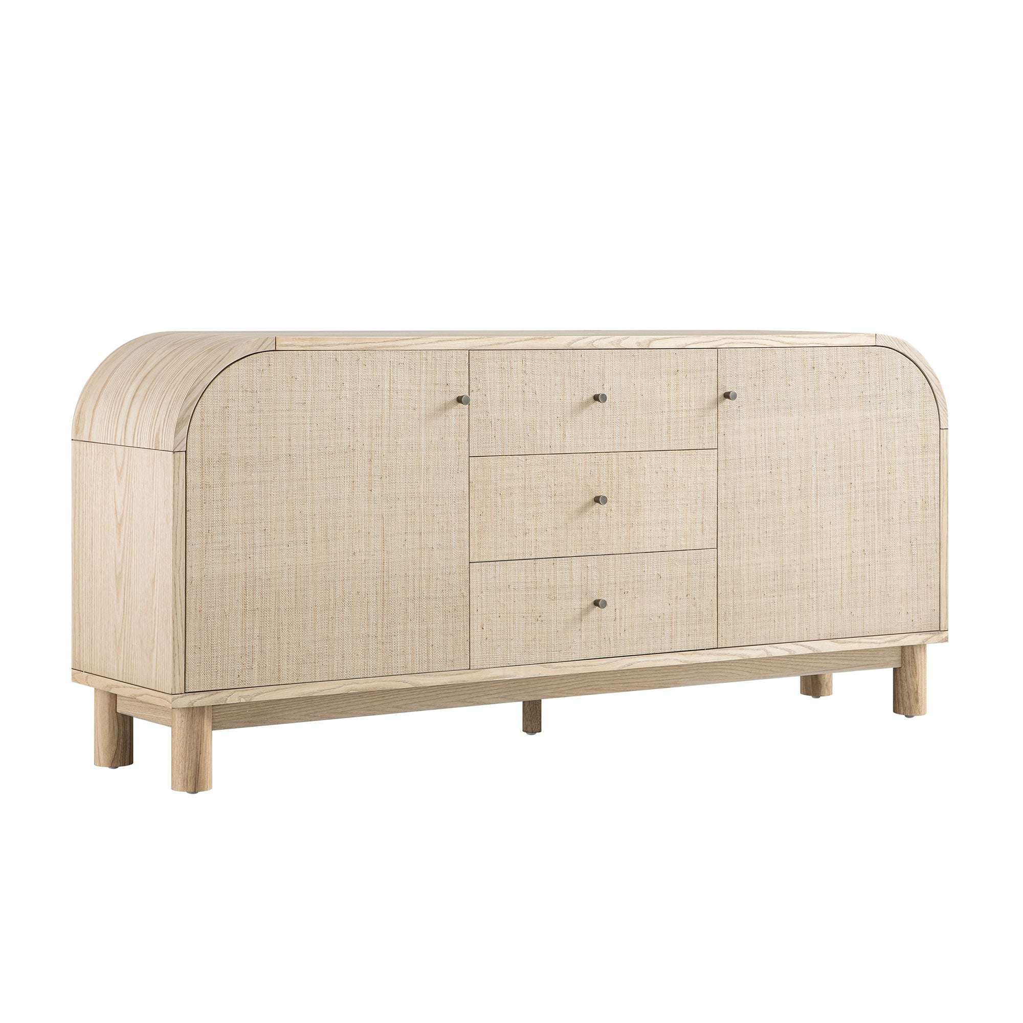 Maude Wide 3-Drawer Sideboard, Natural Ash with Raffia - Image 8