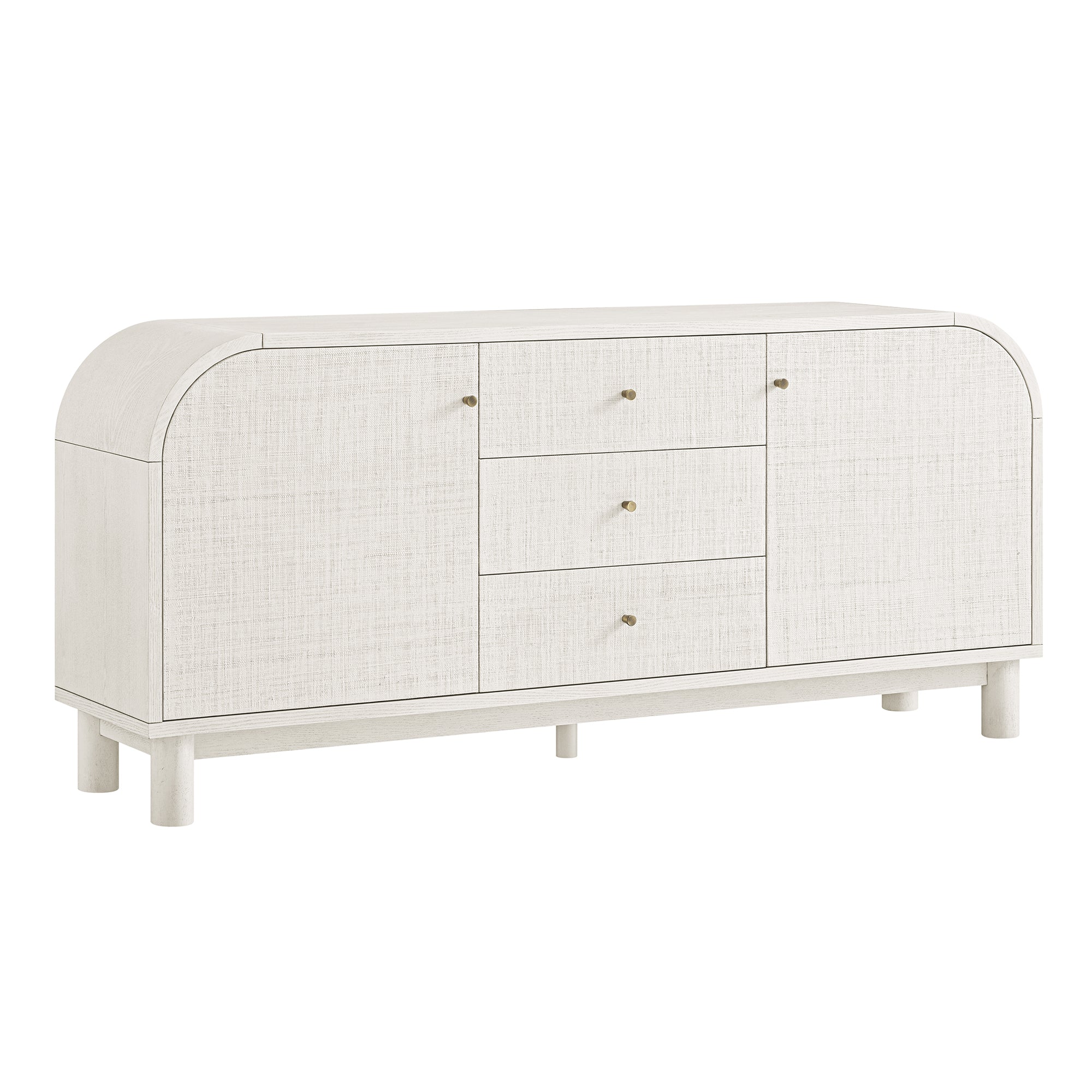 Maude Wide 3-Drawer Sideboard, Washed White Ash with Raffia - Image 10