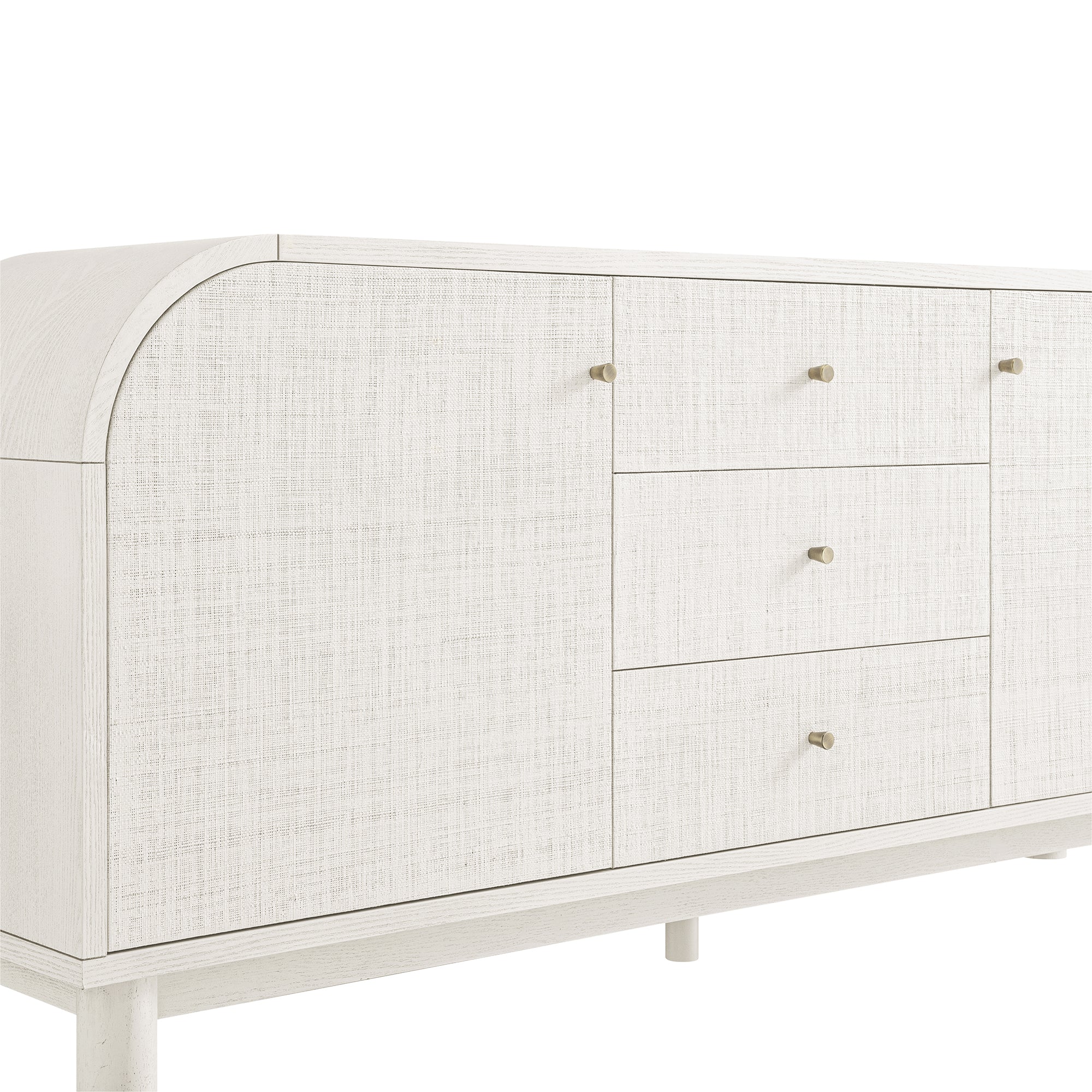Maude Wide 3-Drawer Sideboard, Washed White Ash with Raffia - Image 17