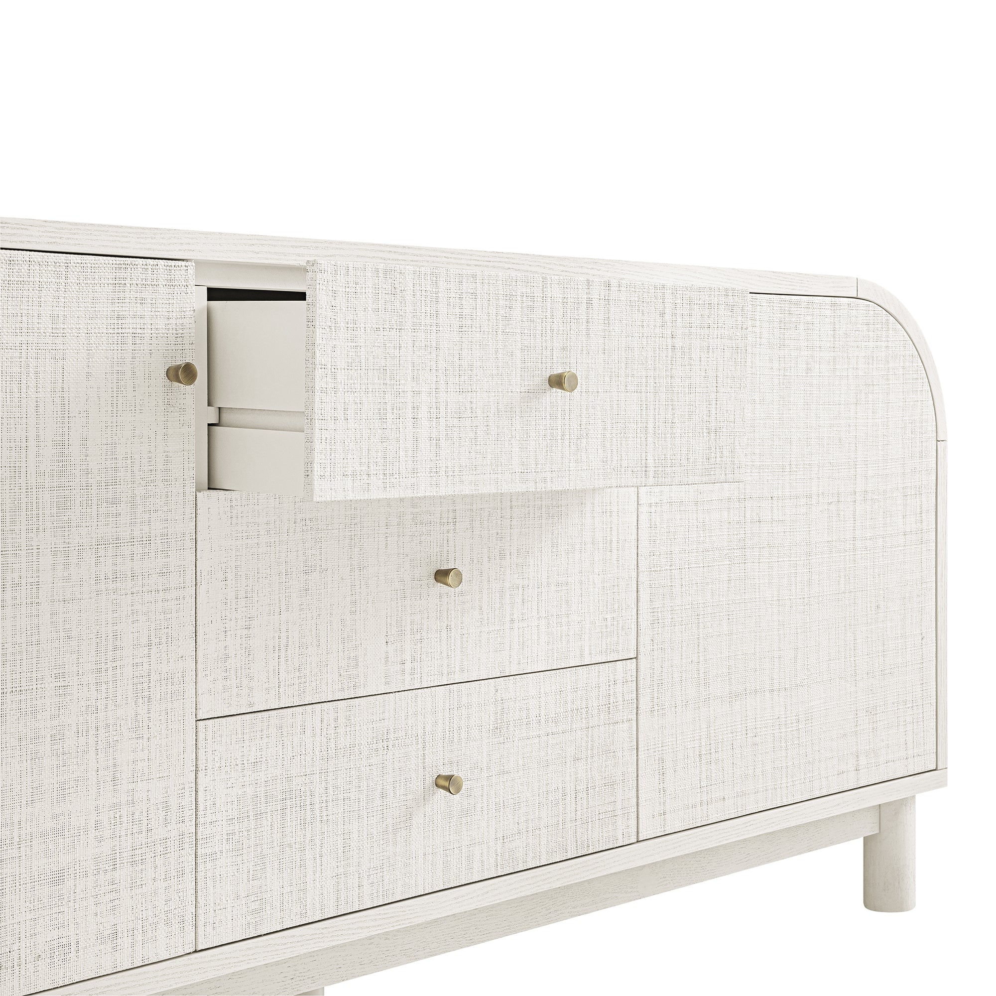 Maude Wide 3-Drawer Sideboard, Washed White Ash with Raffia - Image 18