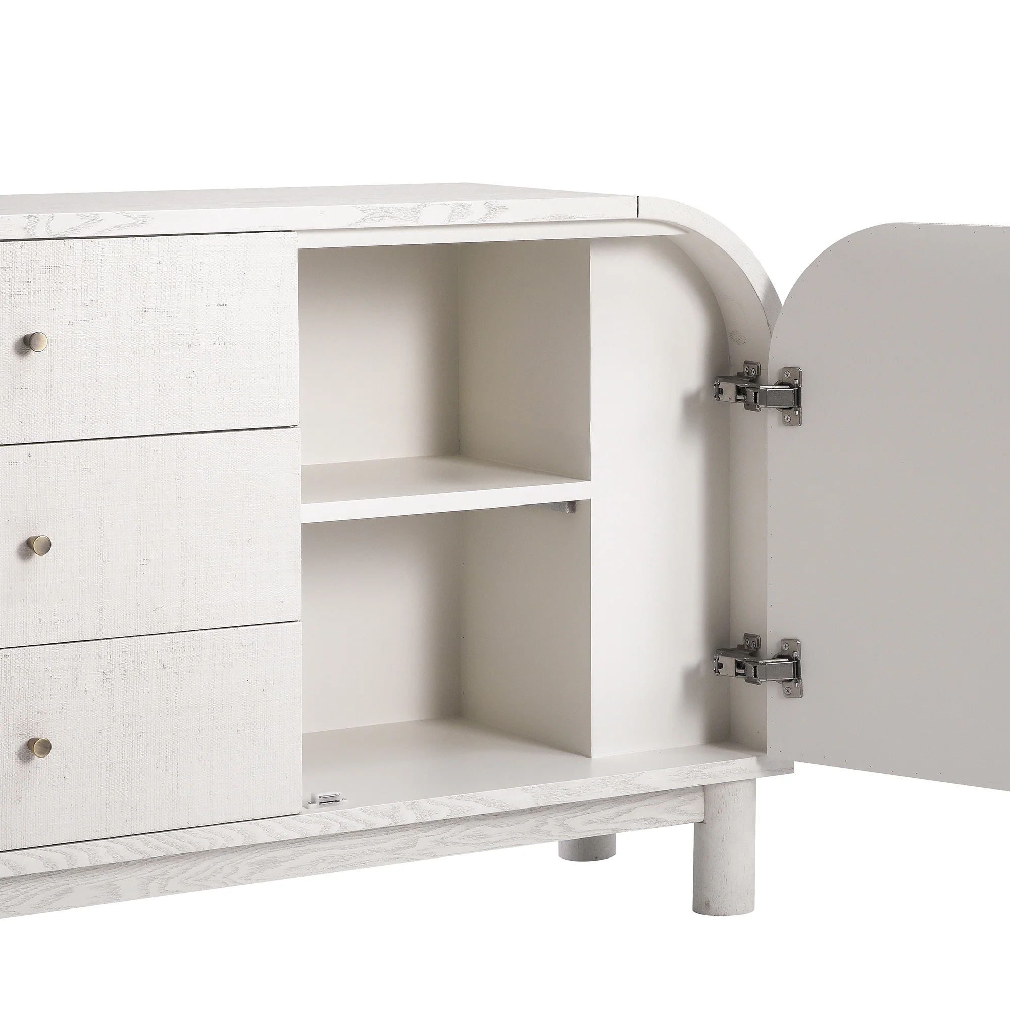 Maude Wide 3-Drawer Sideboard, Washed White Ash with Raffia - Image 19
