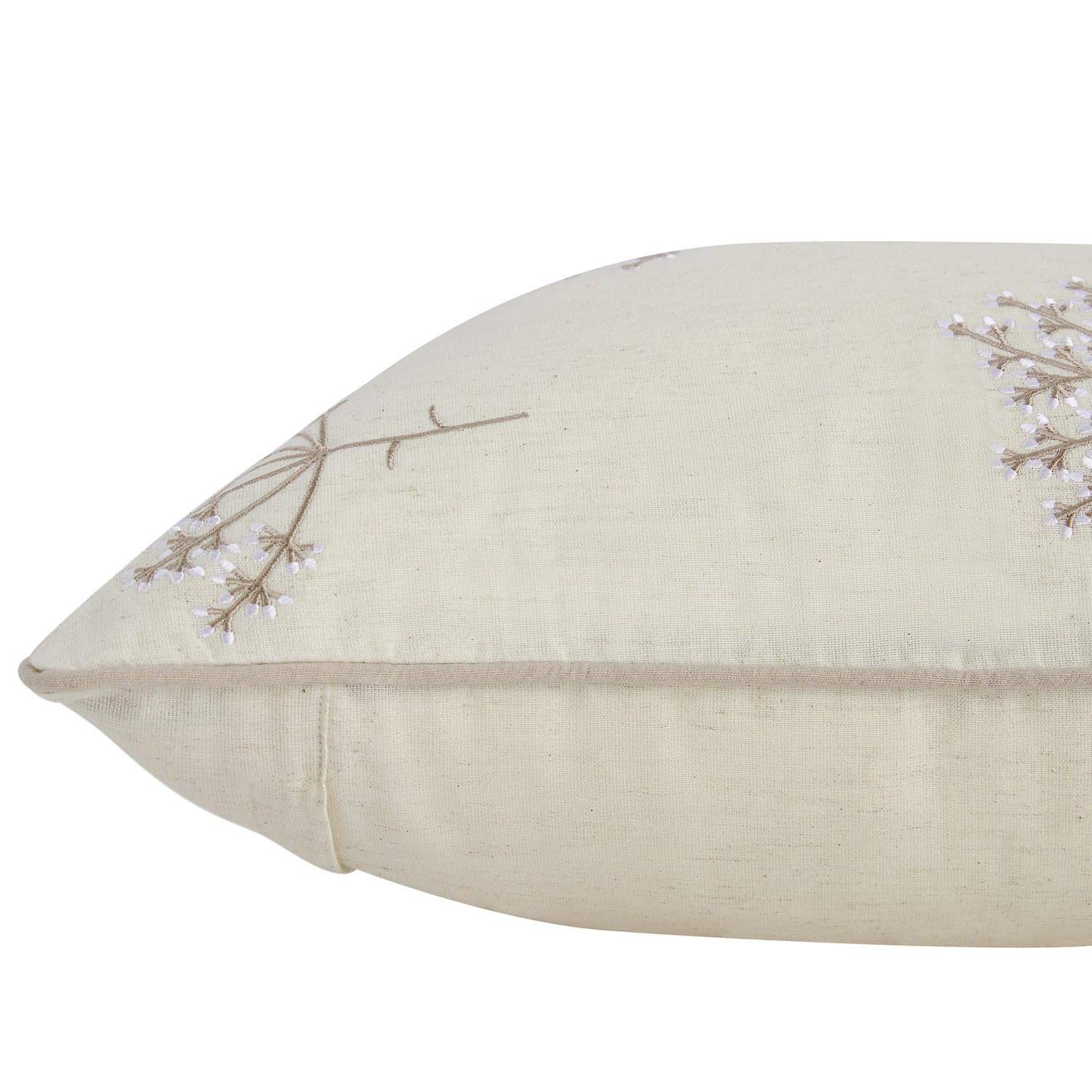 Meadow Cream Sprig Embroidered Cotton Cushion - Image 4