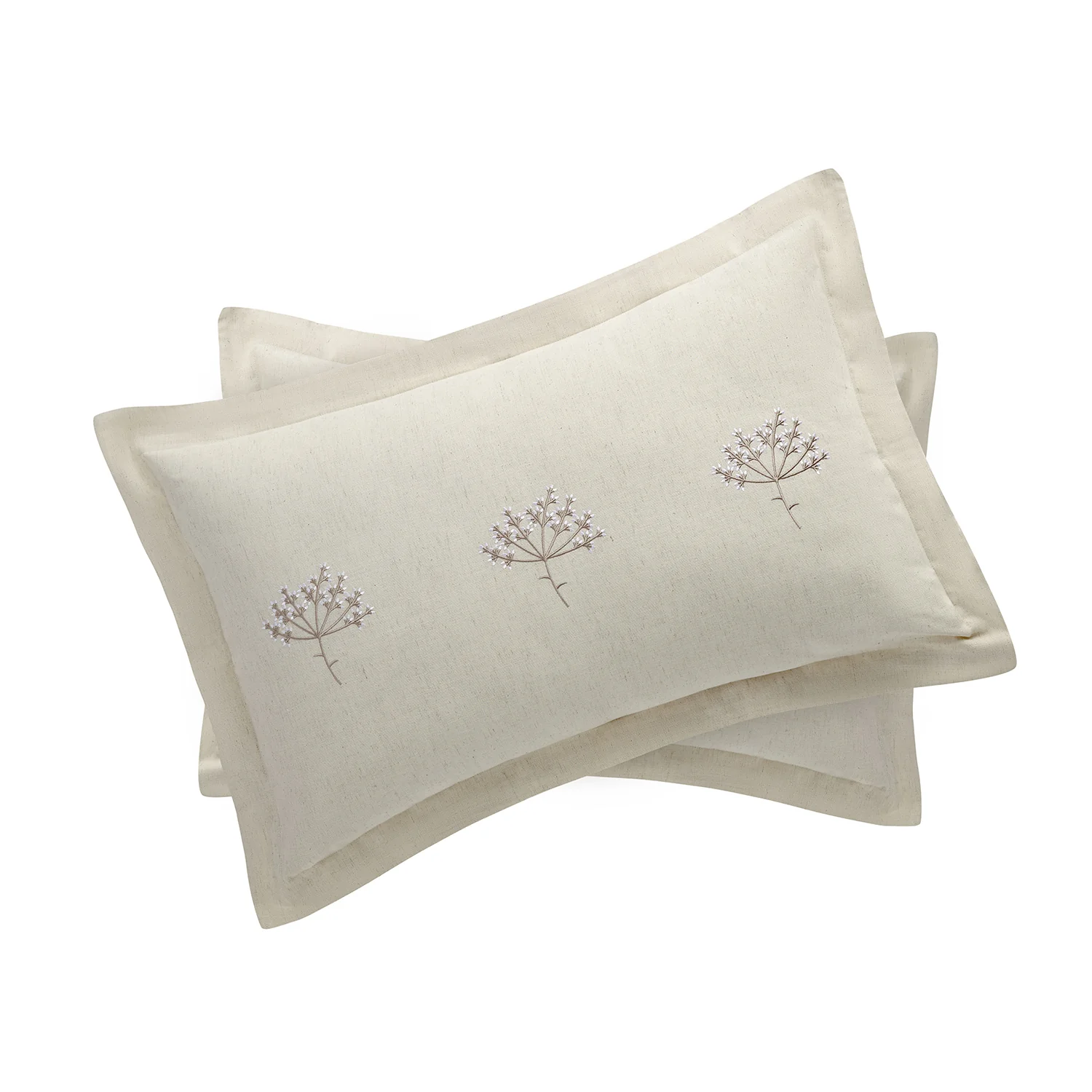 Meadow Cream Sprig Embroidered Linen Blend Duvet Set - Image 6