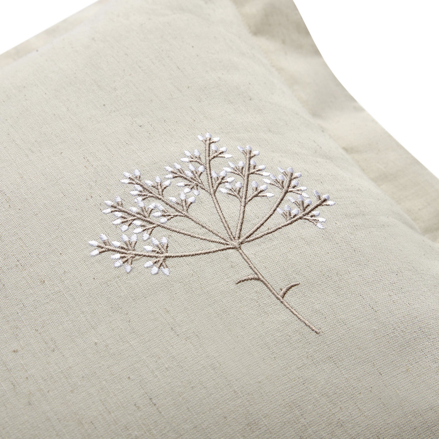 Meadow Cream Sprig Embroidered Linen Blend Duvet Set - Image 7