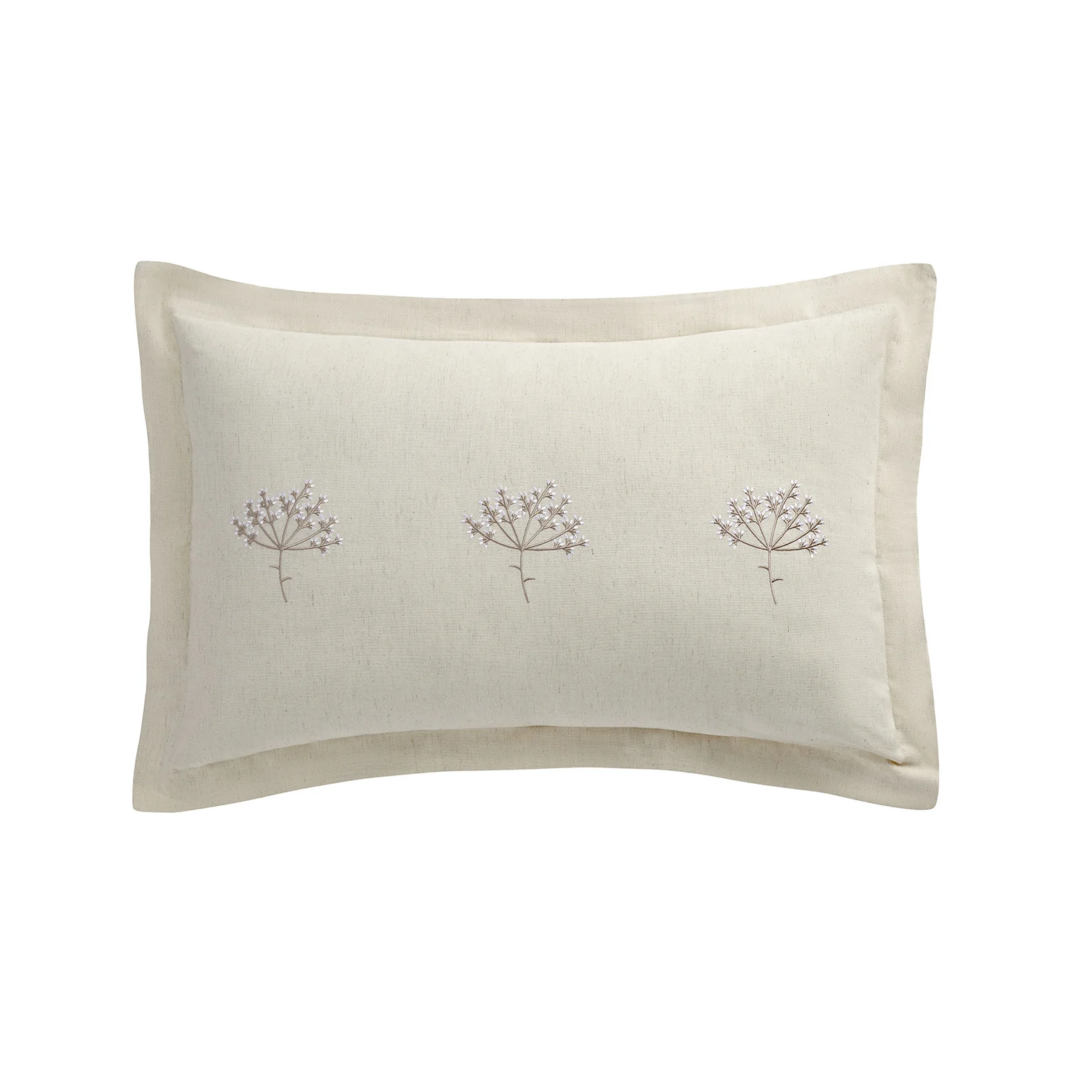 Meadow Cream Sprig Embroidered Linen Blend Regular Oxford Pillowcases - Pair - Image 5