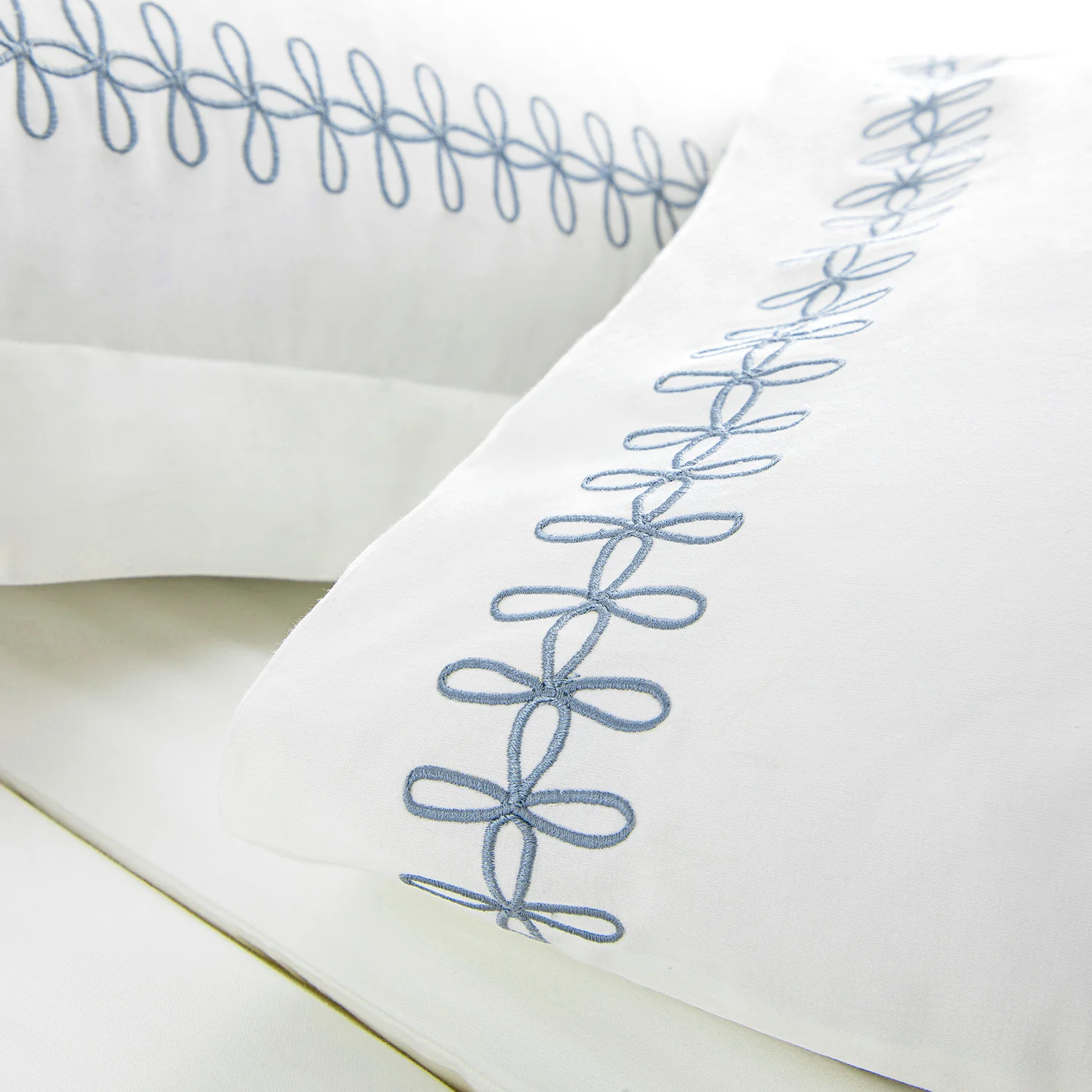 Milano Air Force Blue Knot Embroidered 600 Thread Count Cotton Sateen Duvet Set - Image 7