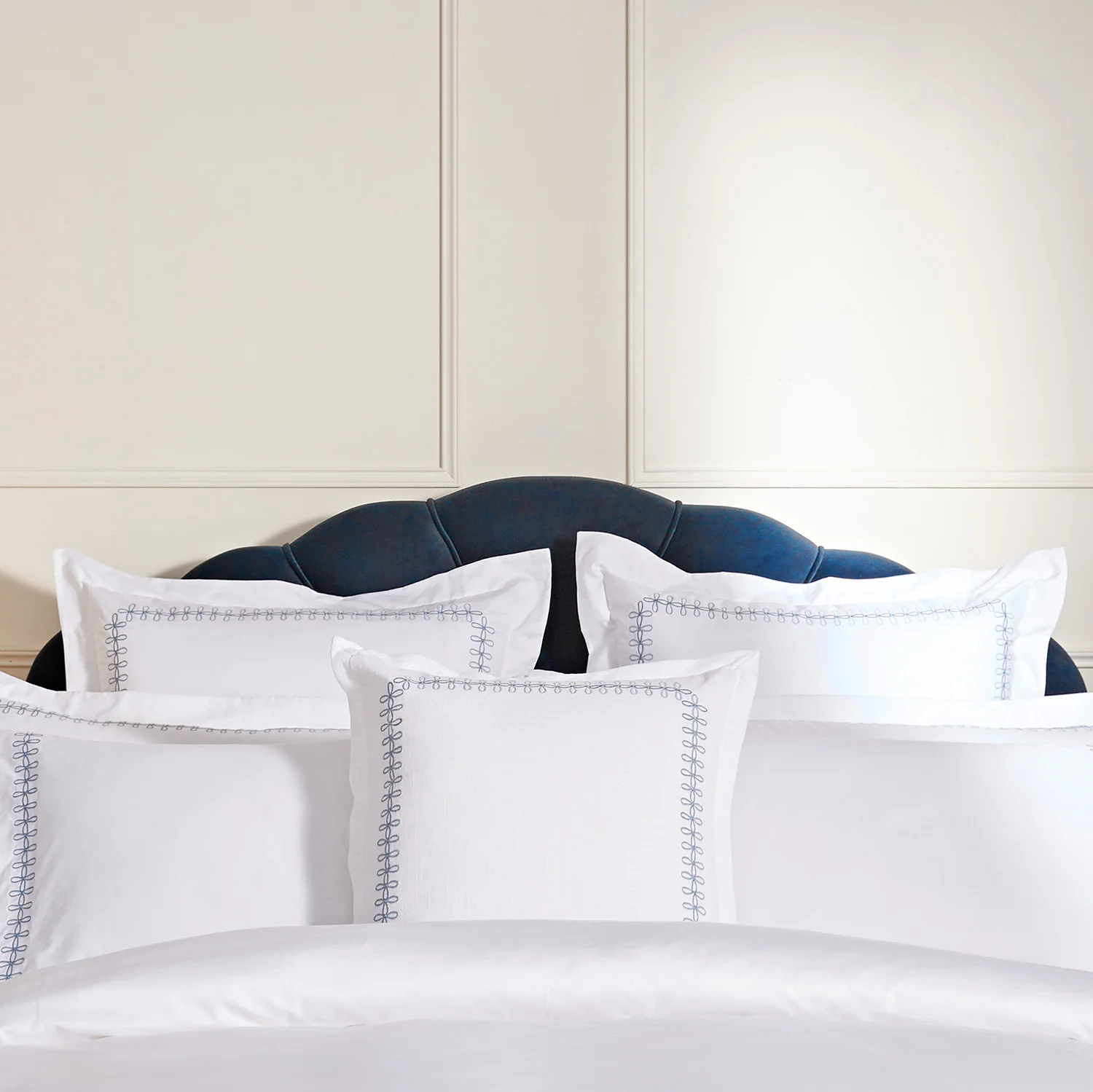 Milano Air Force Blue Knot Embroidered Cotton Cushion - Image 6