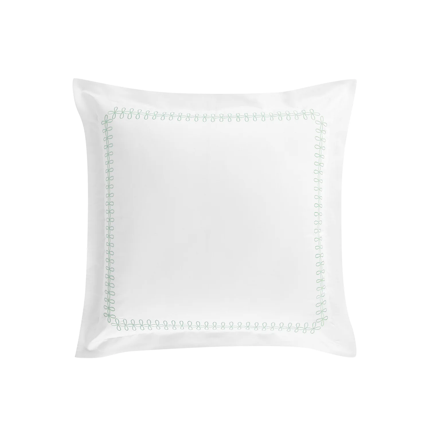 Milano Sea Spray Green Knot Embroidered 600 Thread Count Cotton Sateen Continental Square Pillowcases - Pair - Image 4