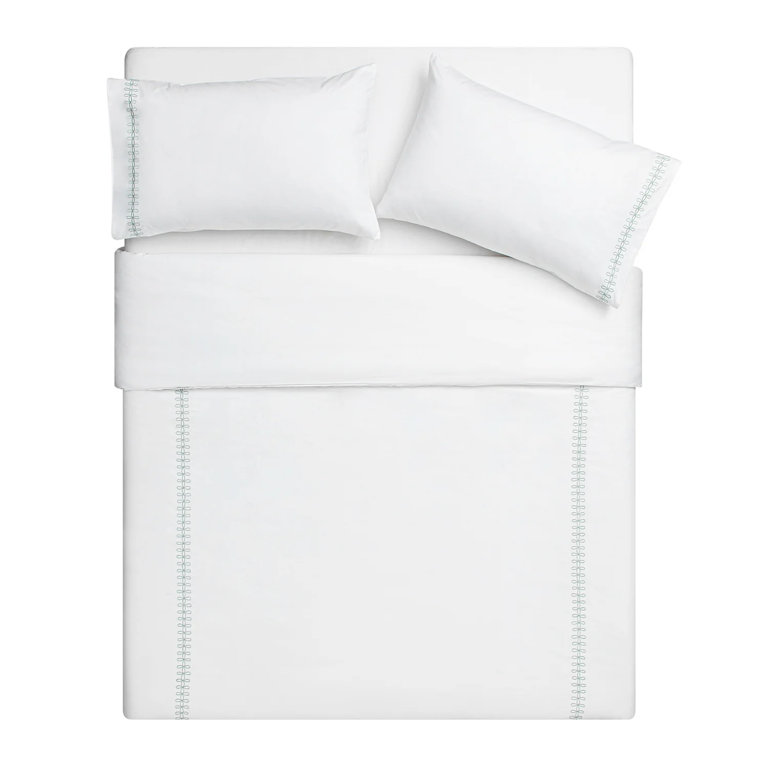 Milano Sea Spray Green Knot Embroidered 600 Thread Count Cotton Sateen Duvet Set - Image 8