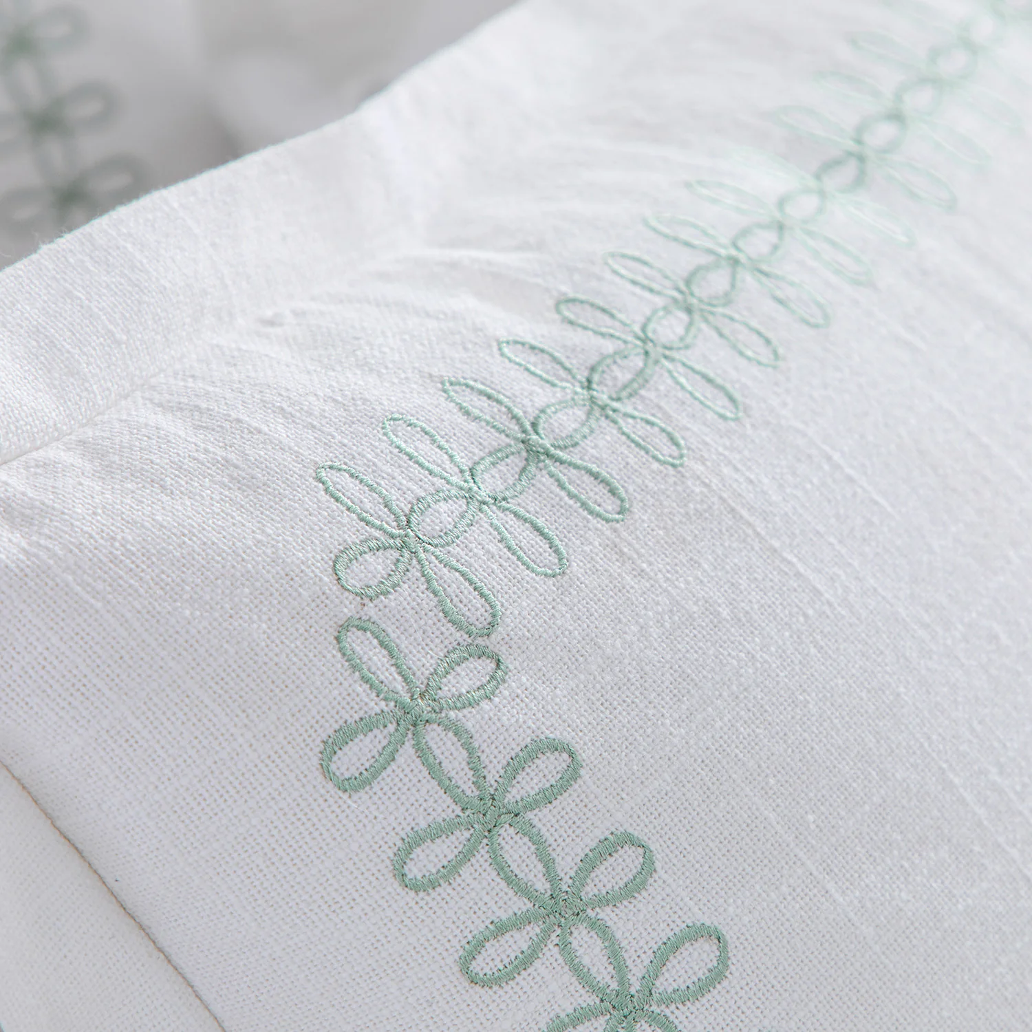 Milano Sea Spray Green Knot Embroidered Cotton Cushion - Image 4