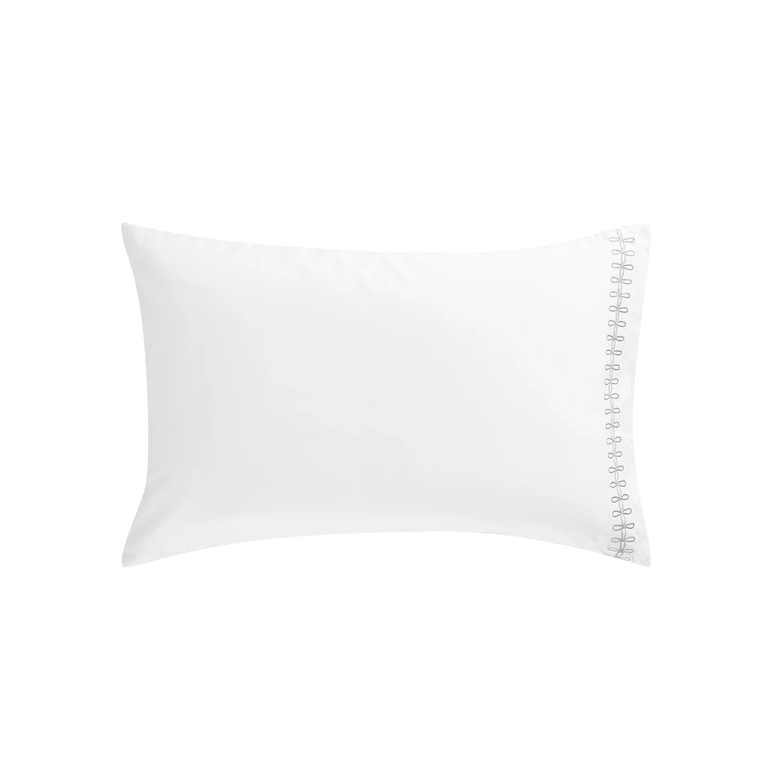 Milano Glacier Grey Knot Embroidered 600 Thread Count Cotton Sateen Regular Pillowcases - Pair - Image 2