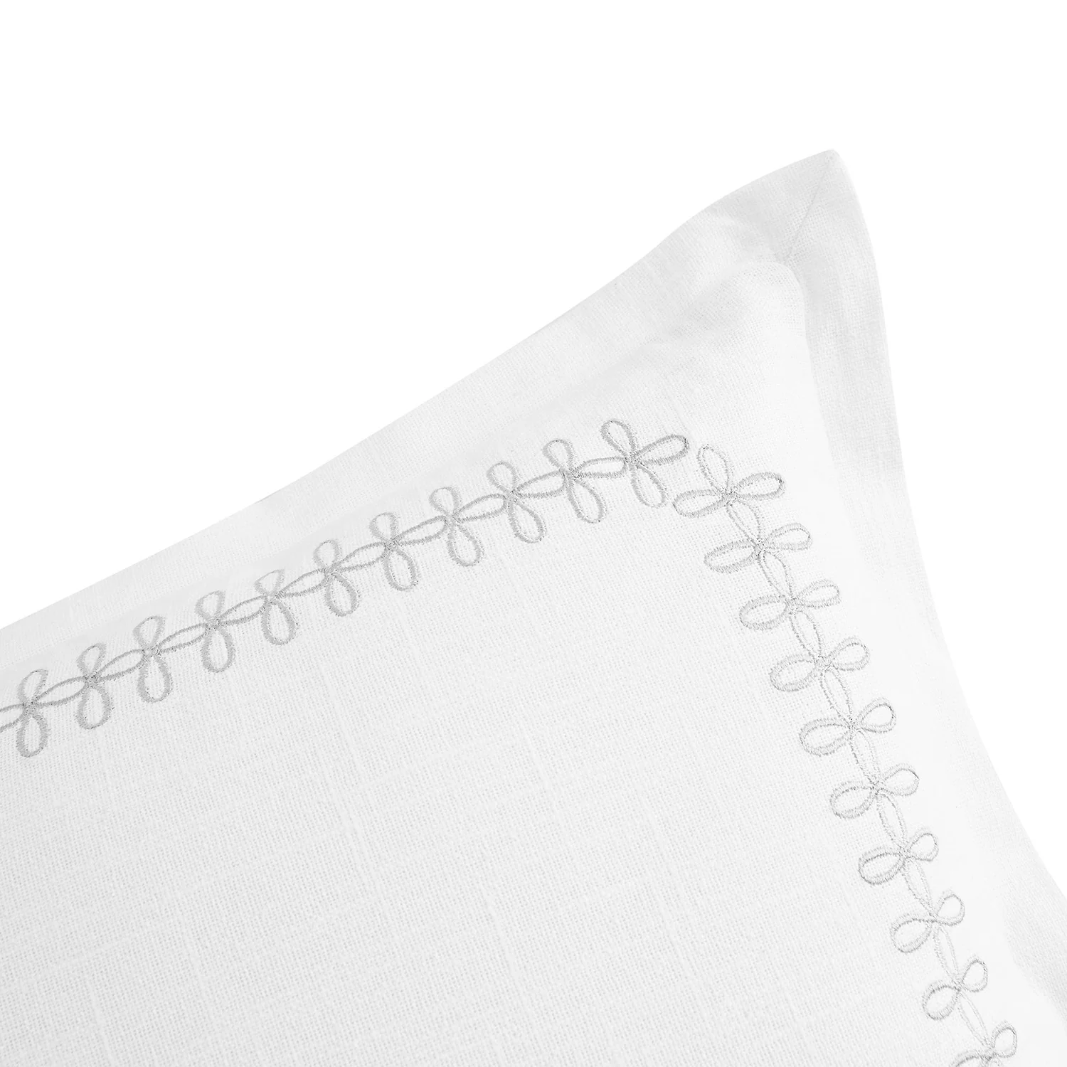 Milano Glacier Grey Knot Embroidered Cotton Cushion - Image 2