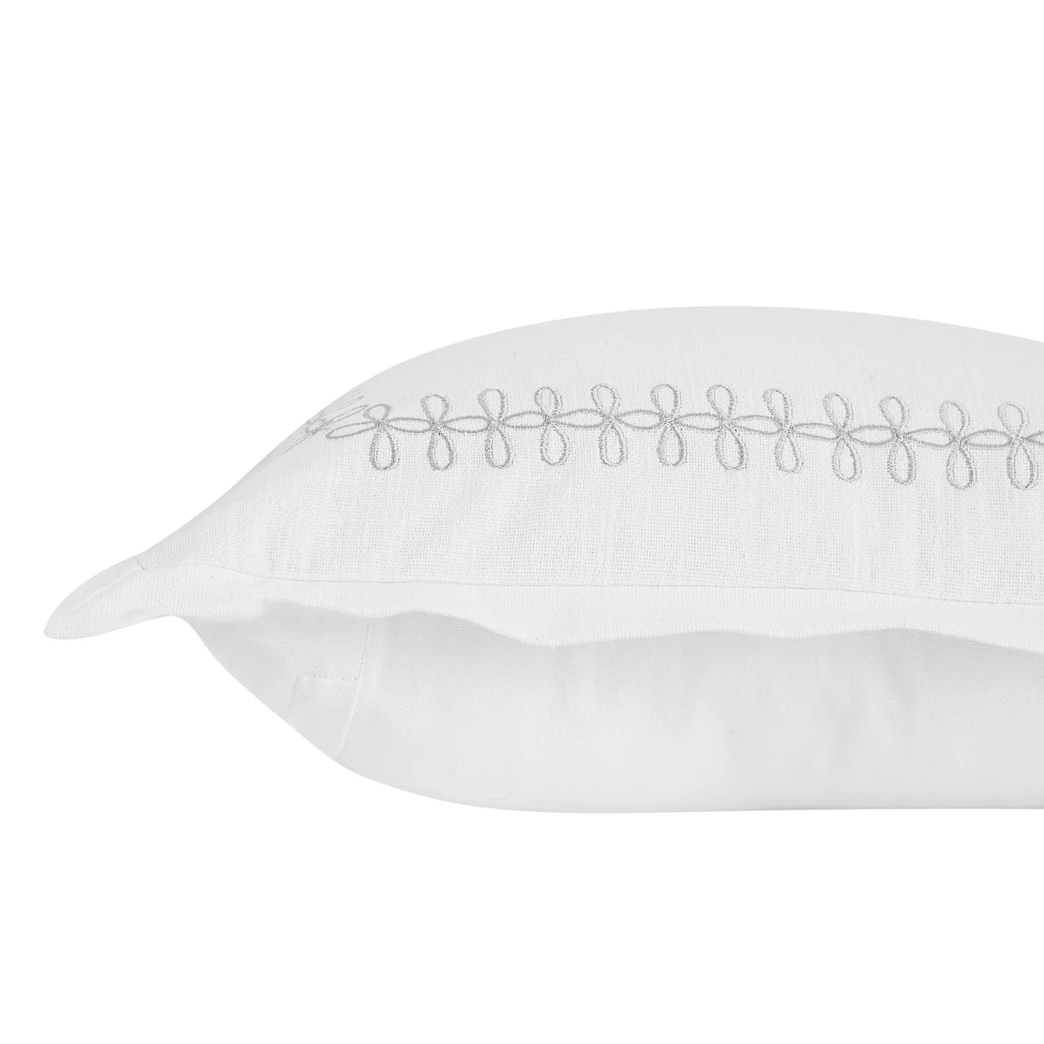 Milano Glacier Grey Knot Embroidered Cotton Cushion - Image 3