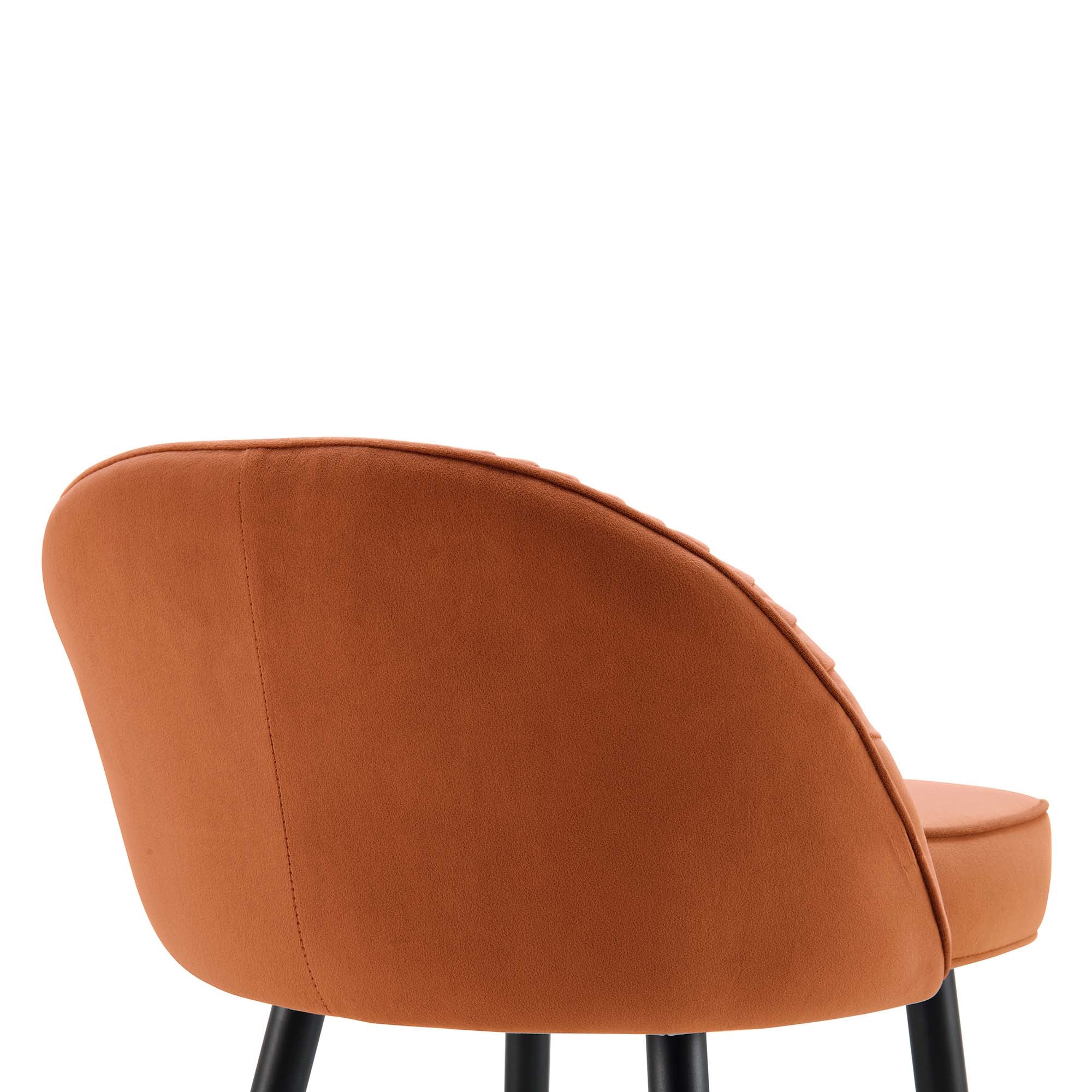 Miyae Set of 2 Pleated Burnt Orange Velvet Upholstered Counter Stools - Image 10