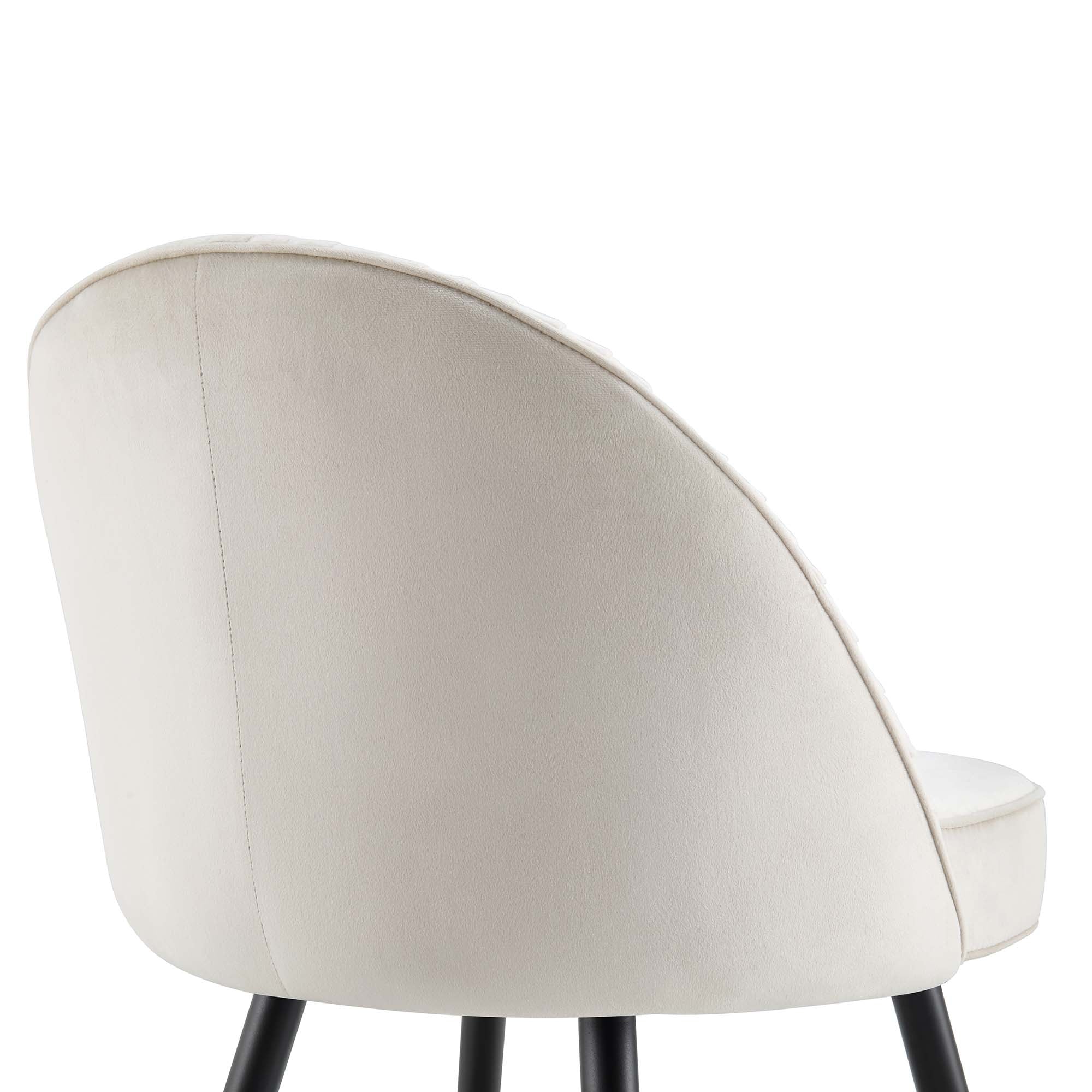 Miyae Set of 2 Pleated Champange Velvet Upholstered Dining Chairs - Image 10
