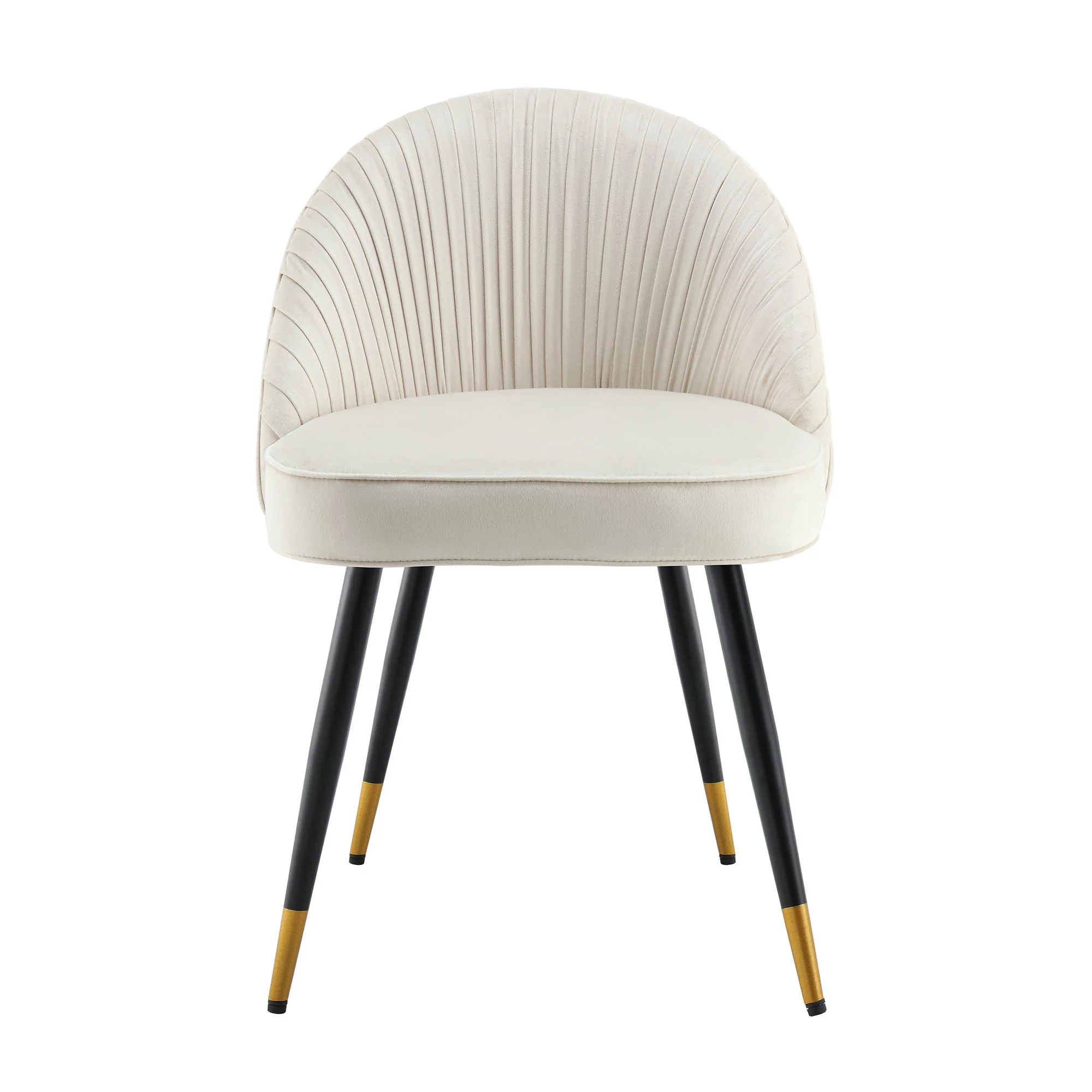 Miyae Set of 2 Pleated Champange Velvet Upholstered Dining Chairs - Image 5