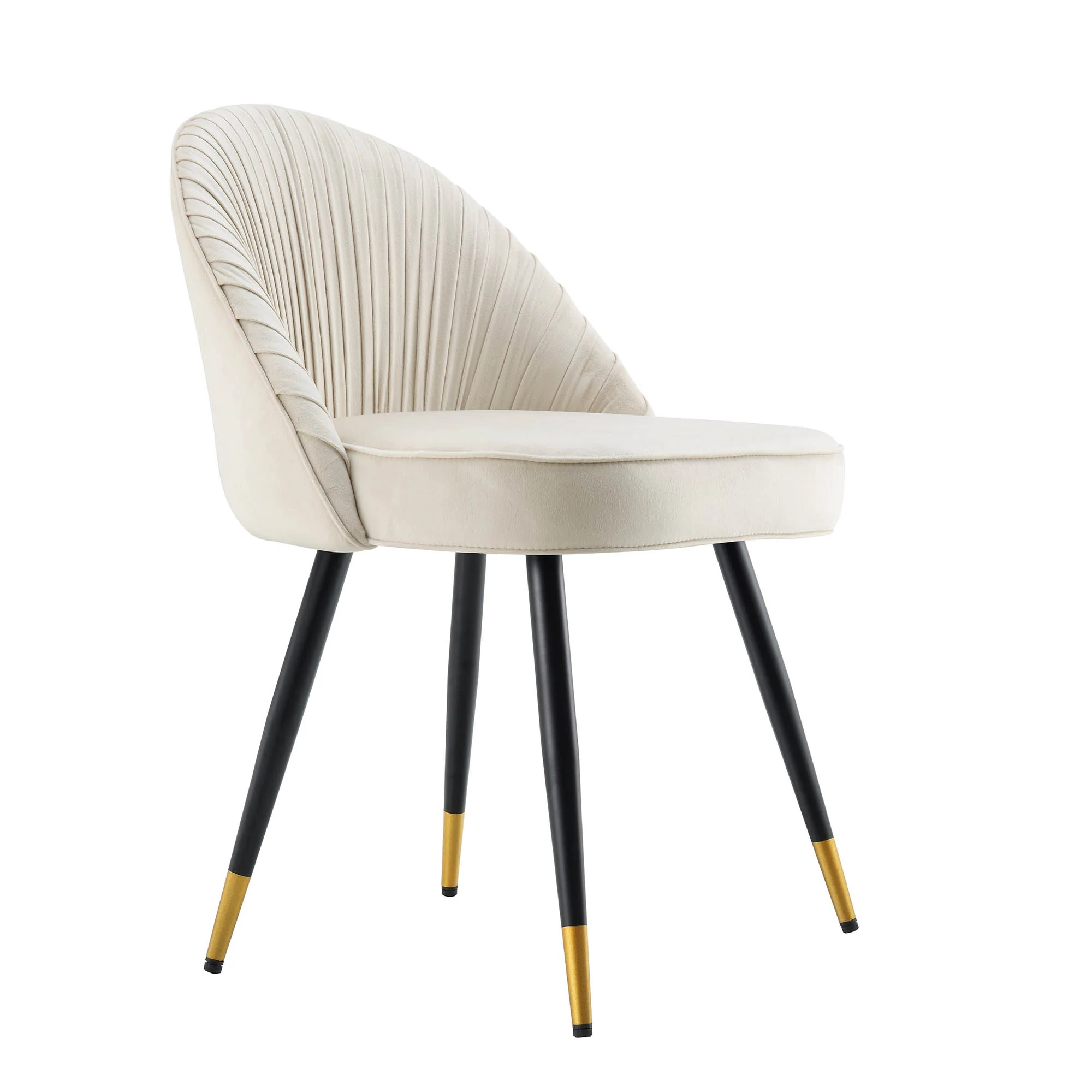 Miyae Set of 2 Pleated Champange Velvet Upholstered Dining Chairs - Image 7