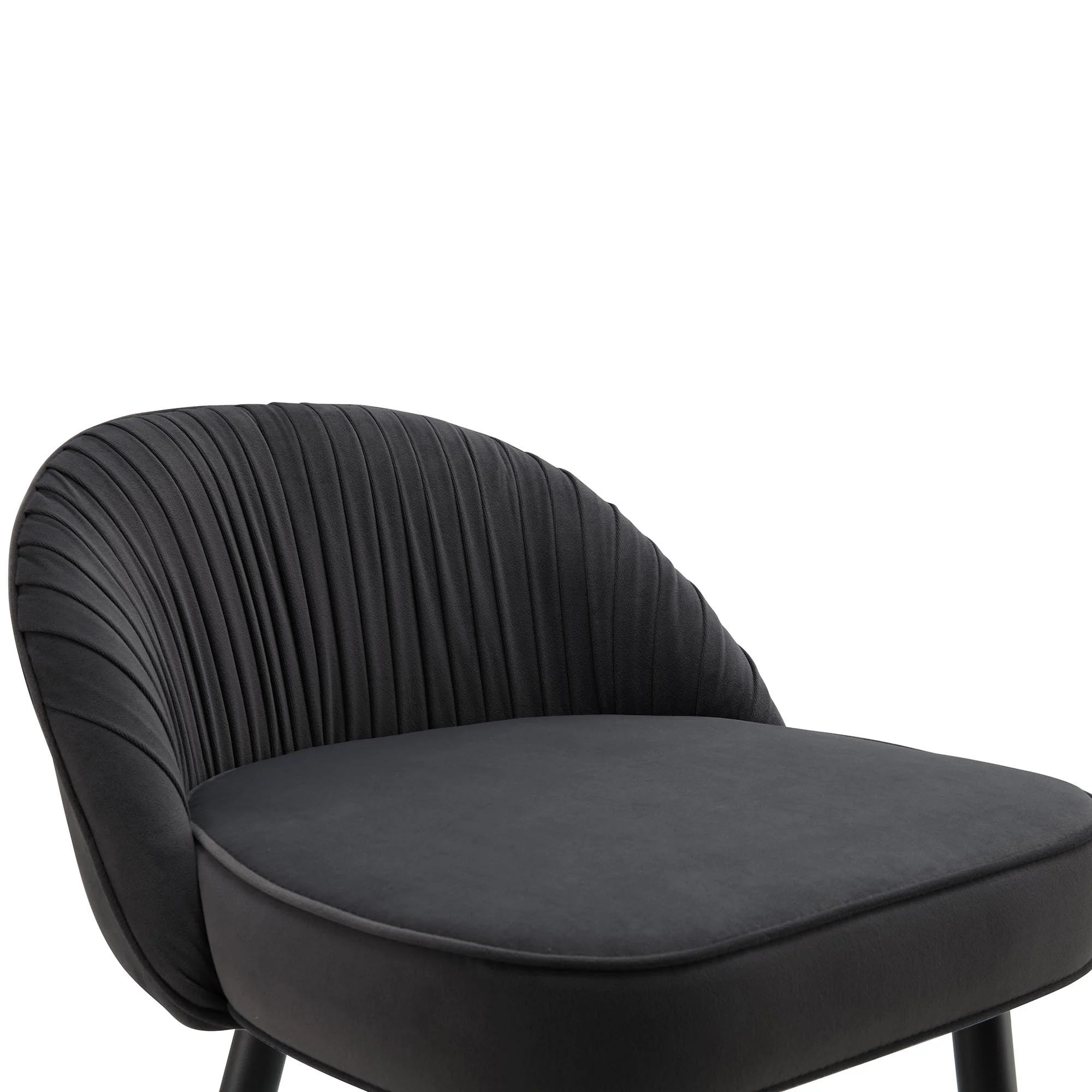 Miyae Set of 2 Pleated Charcoal Velvet Upholstered Counter Stools - Image 9
