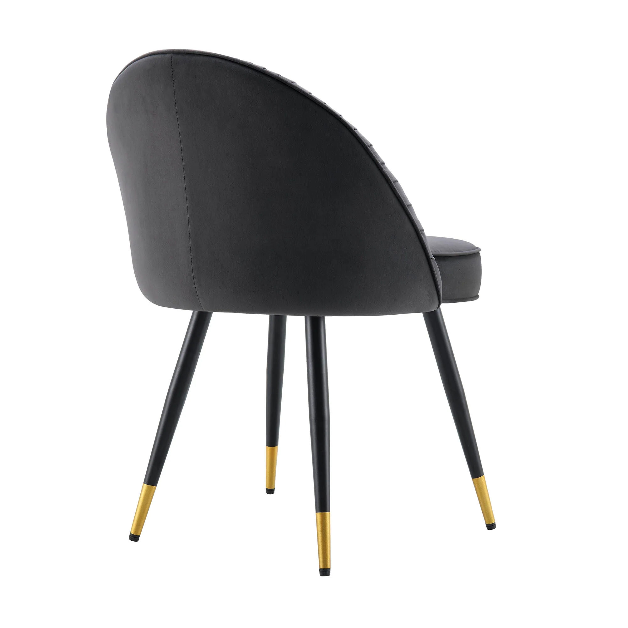 Miyae Set of 2 Pleated Charcoal Velvet Upholstered Dining Chairs - Image 8