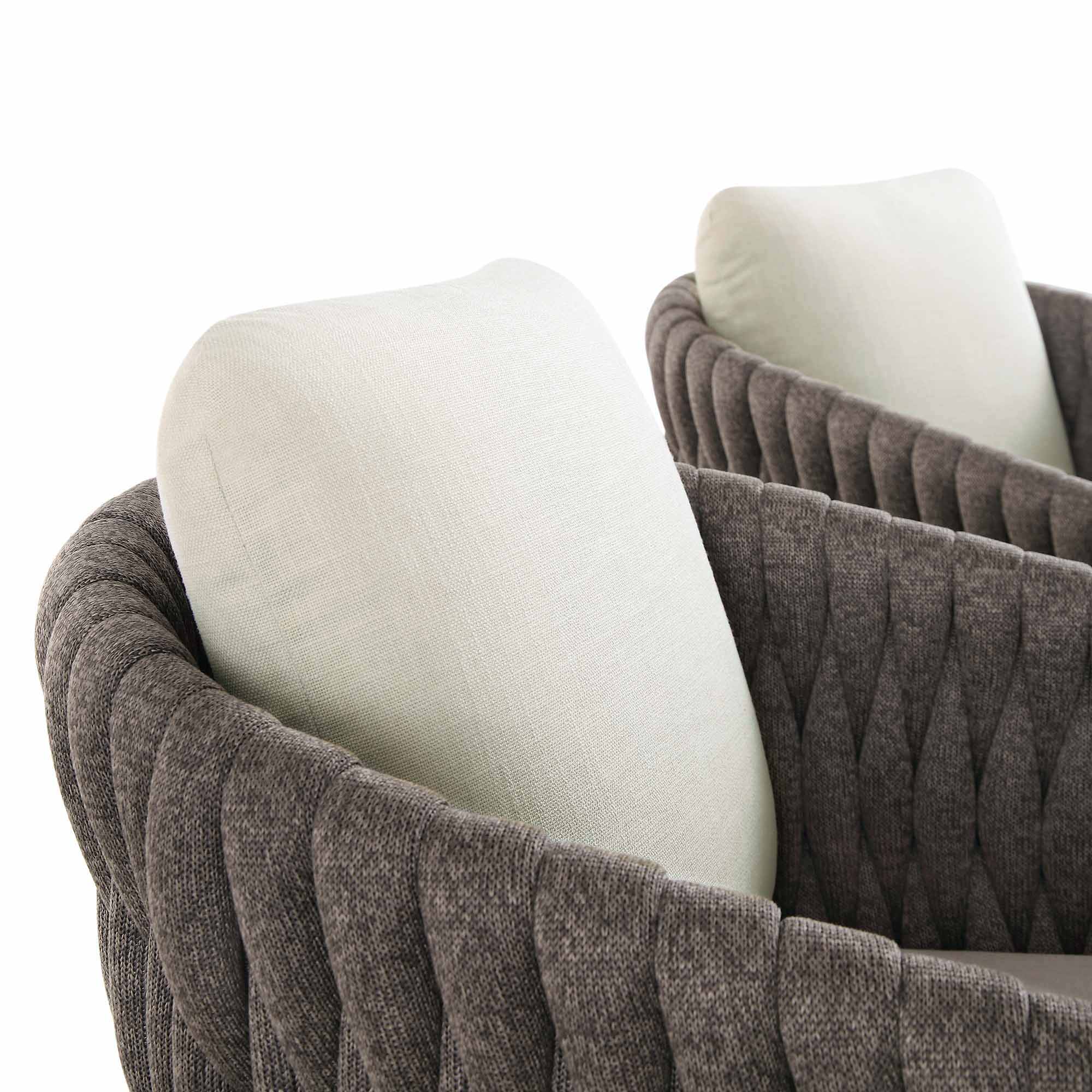 Montebello 6-Seater Outdoor Taupe Rope and Aluminium Oval Dining Set with White Ceramic Dining Table - Image 11