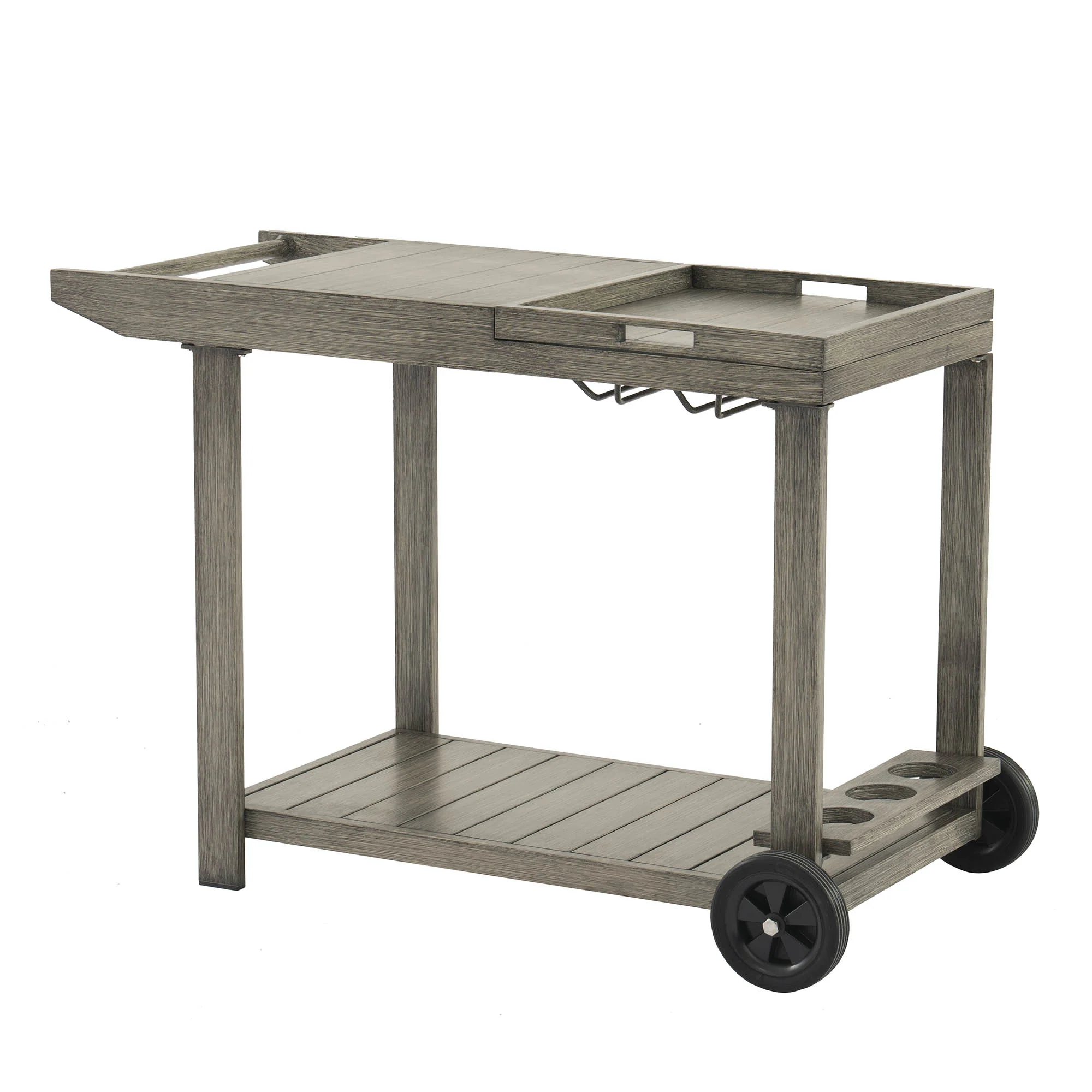 Montrose Aluminium Outdoor Bar Cart, Brushed Silver Oak - Image 5
