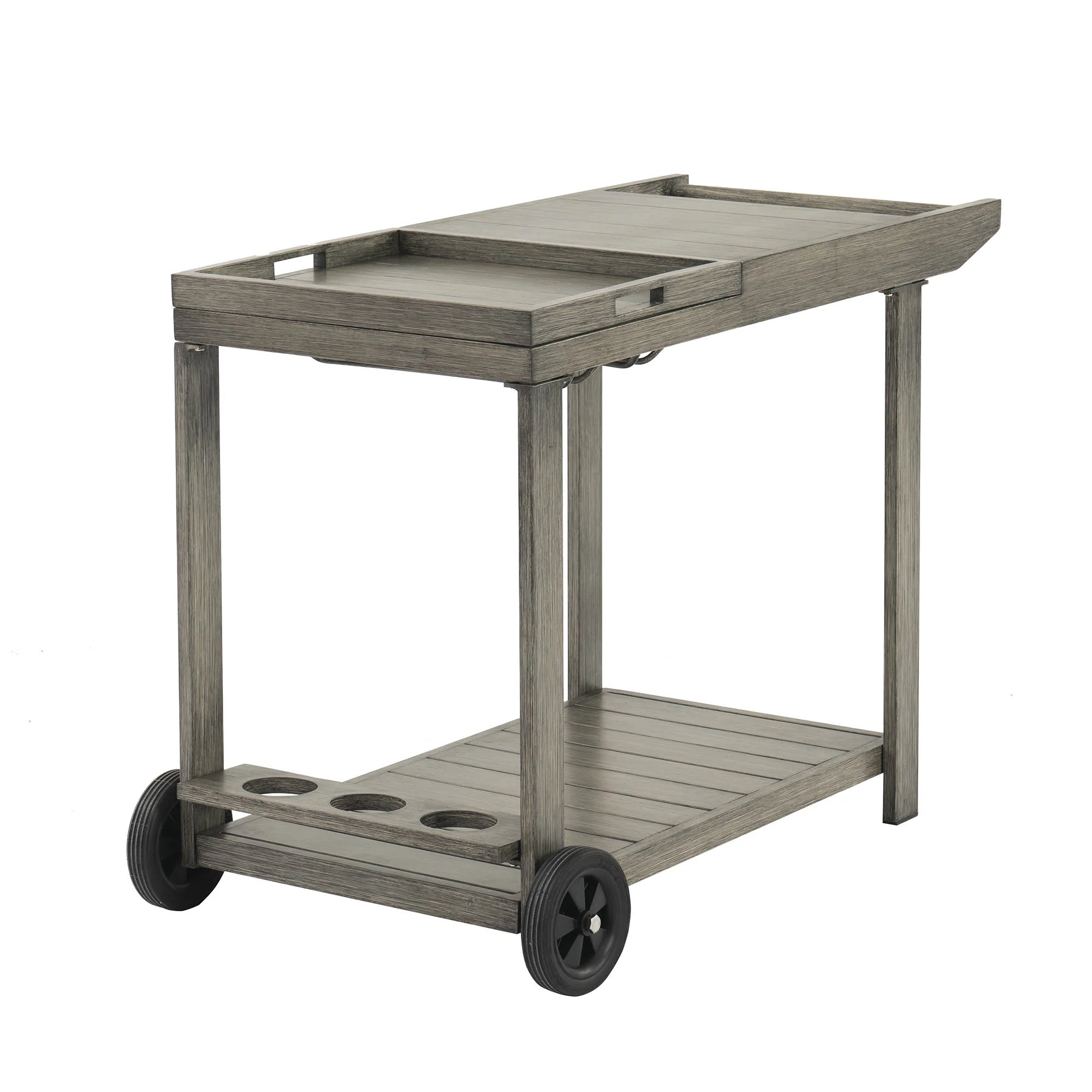 Montrose Aluminium Outdoor Bar Cart, Brushed Silver Oak - Image 8