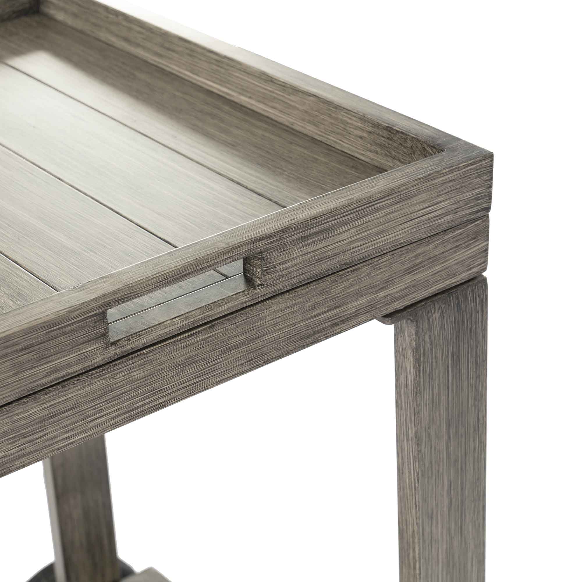 Montrose Aluminium Outdoor Bar Cart, Brushed Silver Oak - Image 9