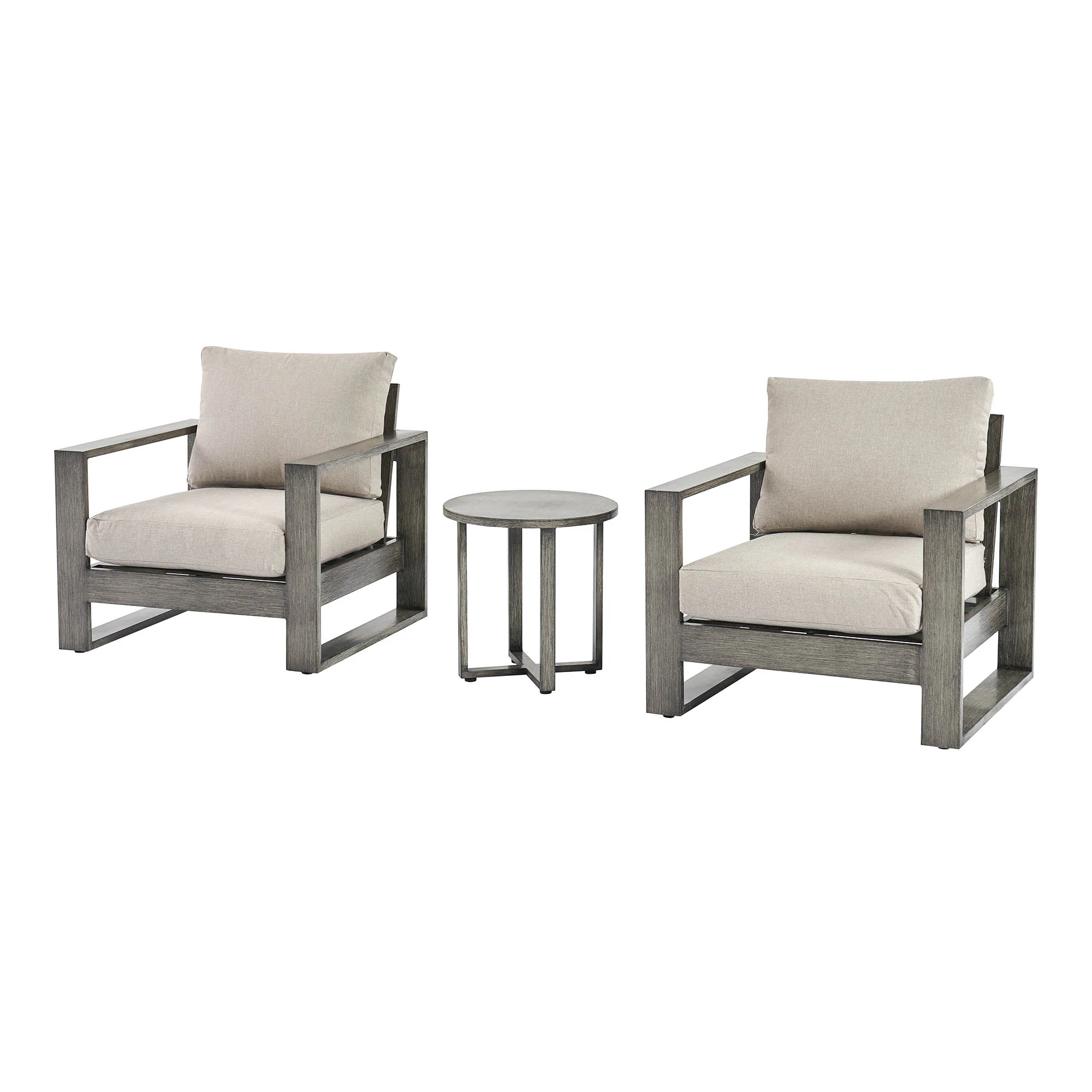 Montrose Aluminium Bistro Set with Side Table, Brushed Silver Oak - Image 7