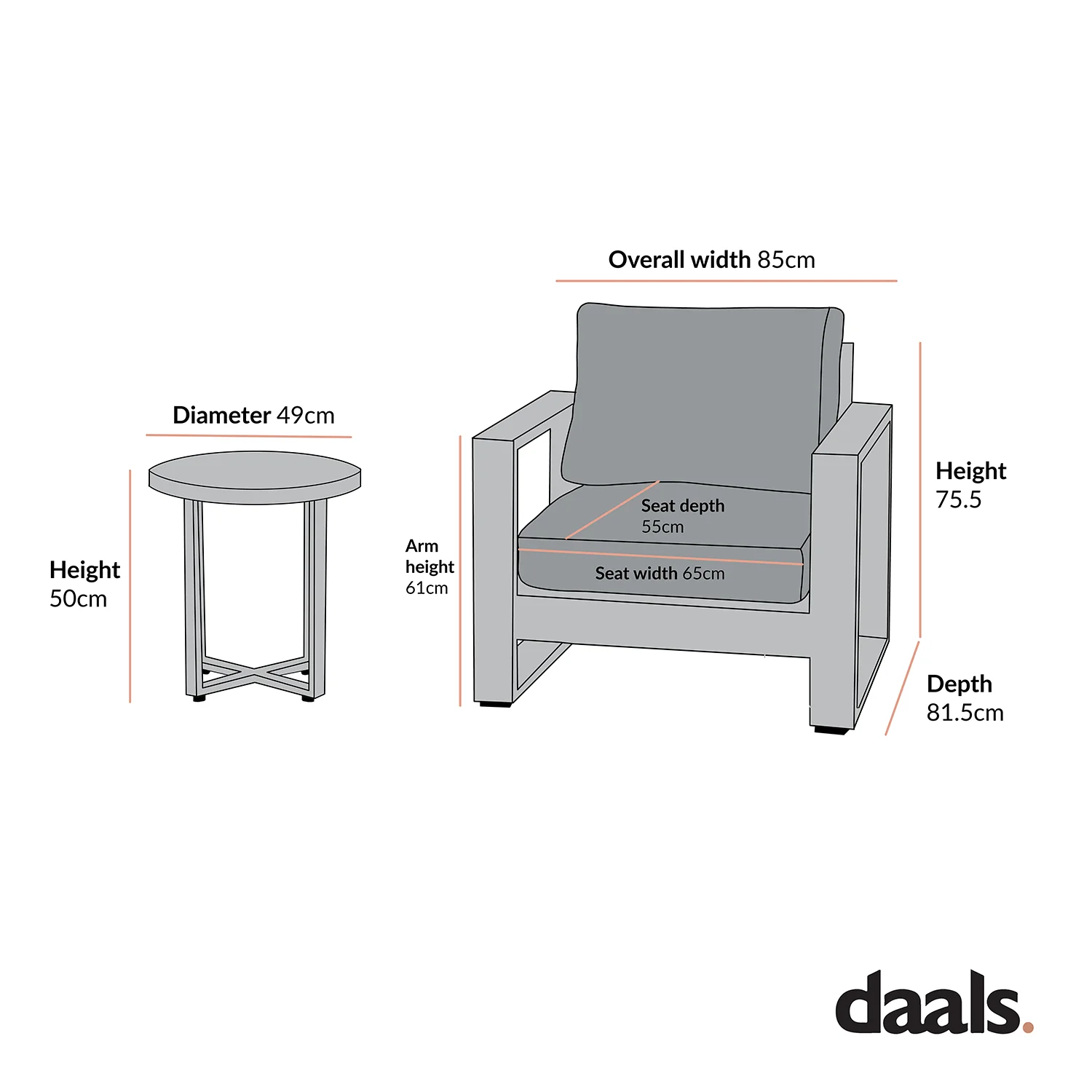 Montrose Aluminium Bistro Set with Side Table, Brushed Silver Oak - Image 8