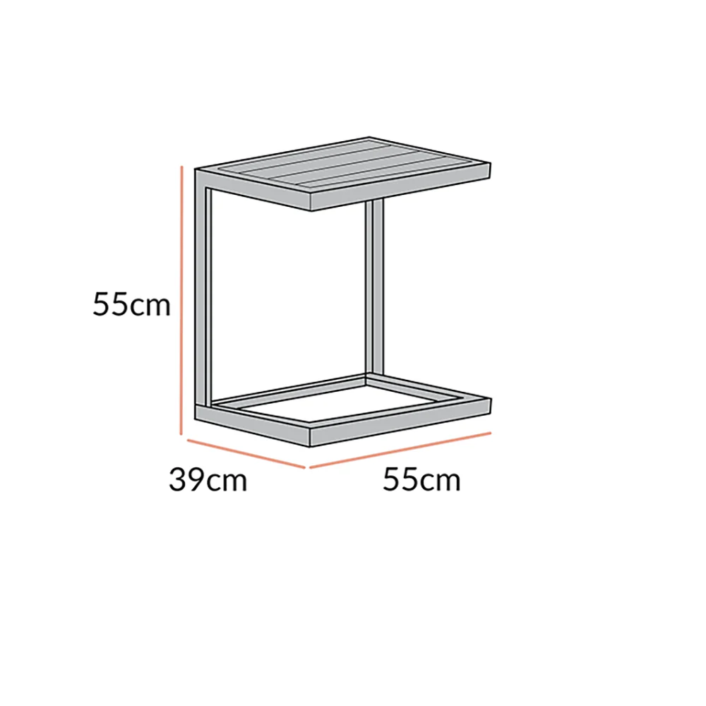 Montrose Aluminium Outdoor C-Side Table, Brushed Silver Oak - Image 4