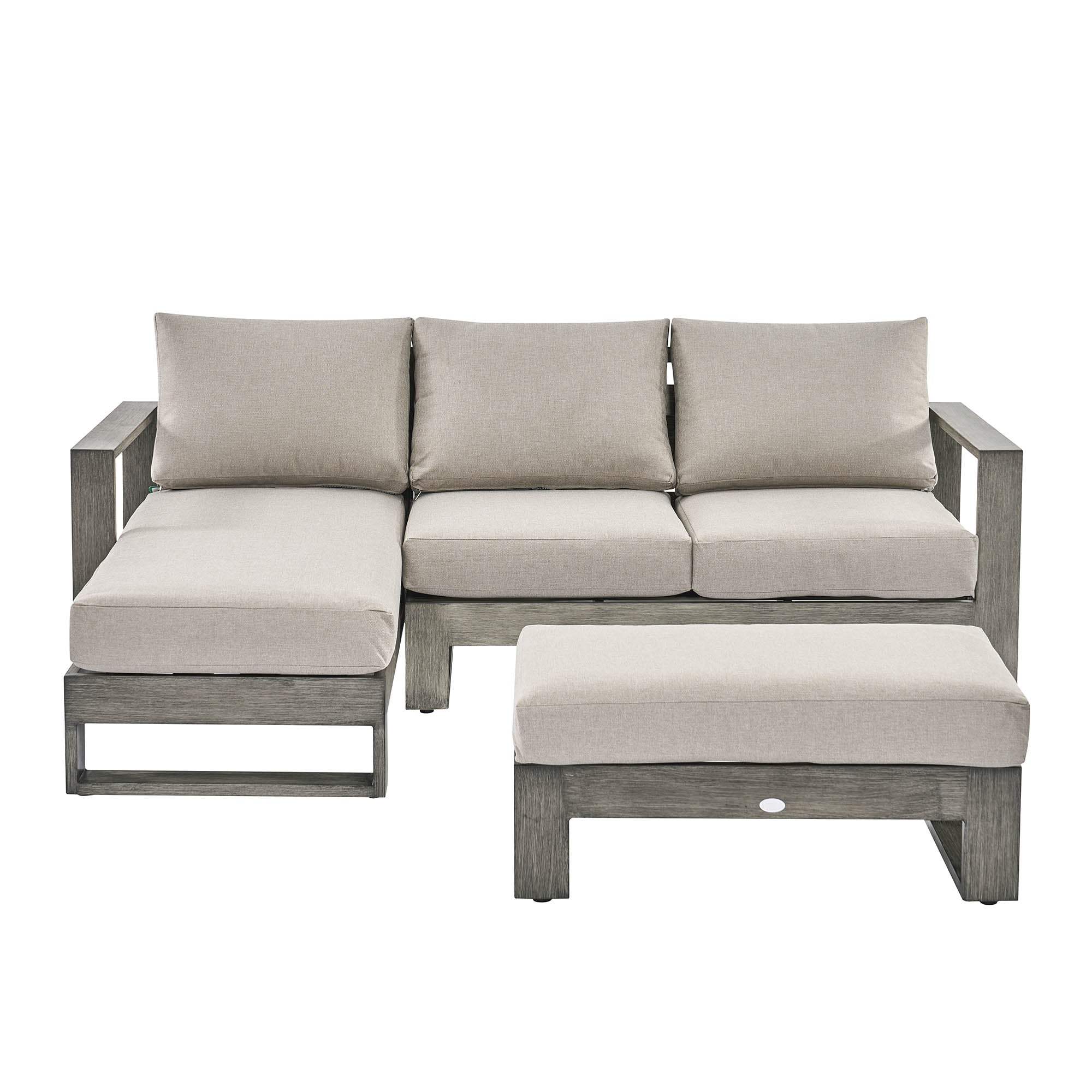 Montrose Aluminium Outdoor Sofa Set with Chaise, Brushed Silver Oak - Image 6